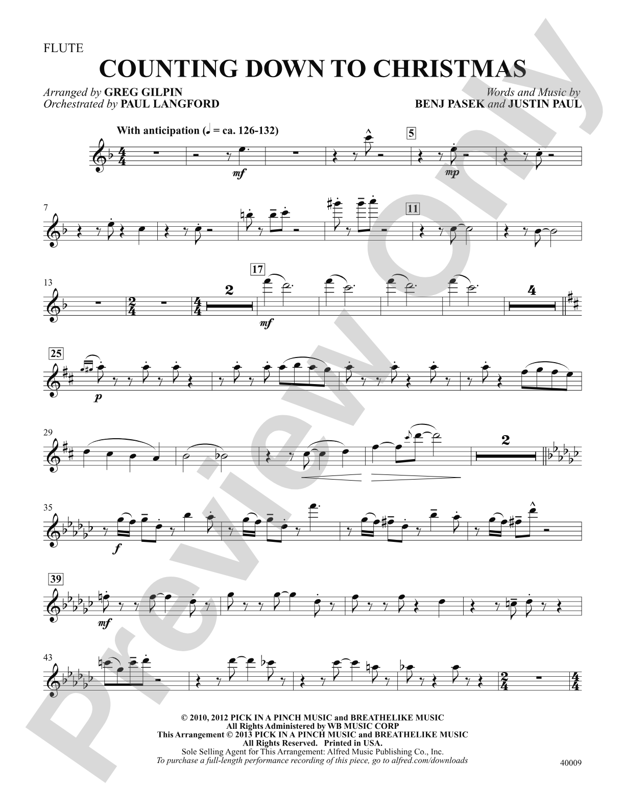 Counting Down to Christmas (from A Christmas Story: The Musical): Flute: Choral SoundPax