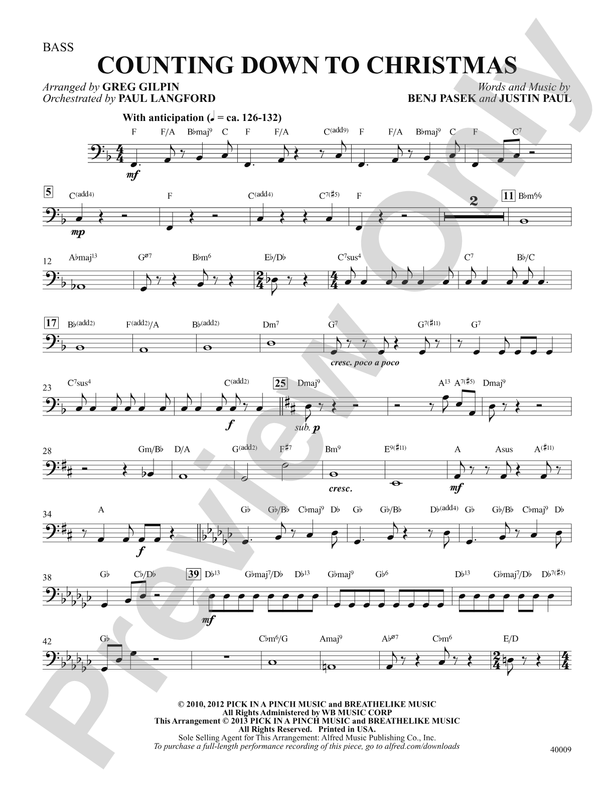 Counting Down to Christmas (from A Christmas Story: The Musical): String Bass: Choral SoundPax