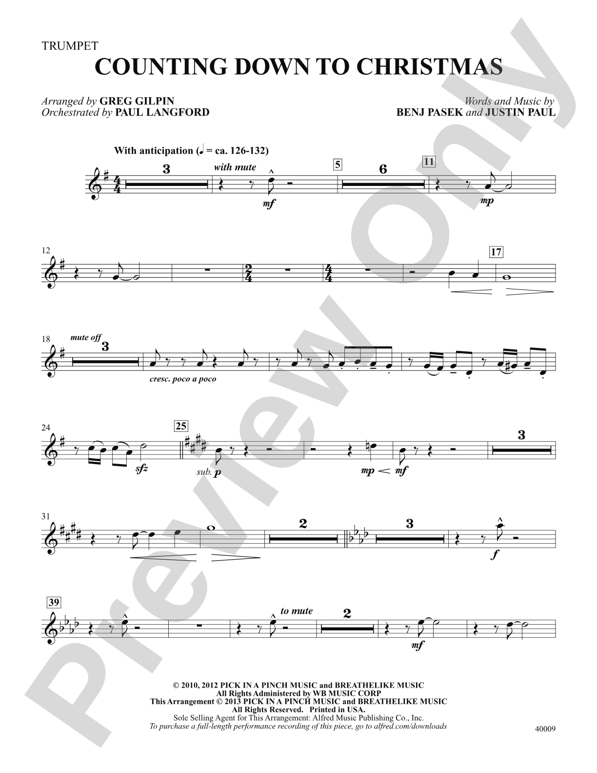 Counting Down to Christmas (from A Christmas Story: The Musical): 1st B-flat Trumpet: Choral SoundPax