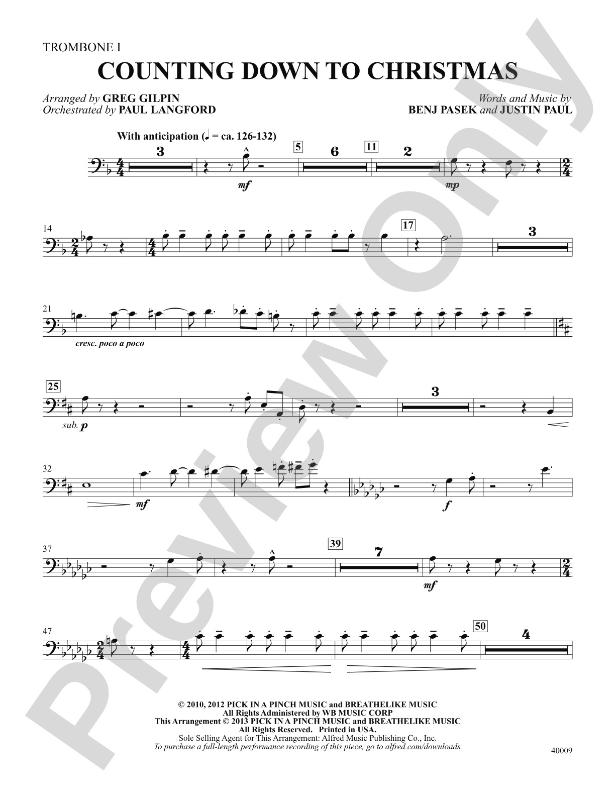 Counting Down to Christmas (from A Christmas Story: The Musical): 1st Trombone: Choral SoundPax