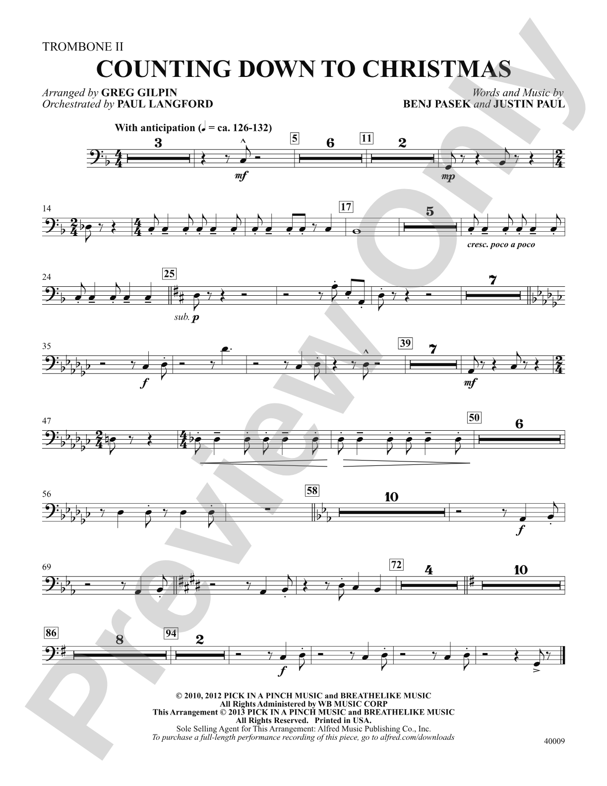 Counting Down to Christmas (from A Christmas Story: The Musical): 2nd Trombone: Choral SoundPax