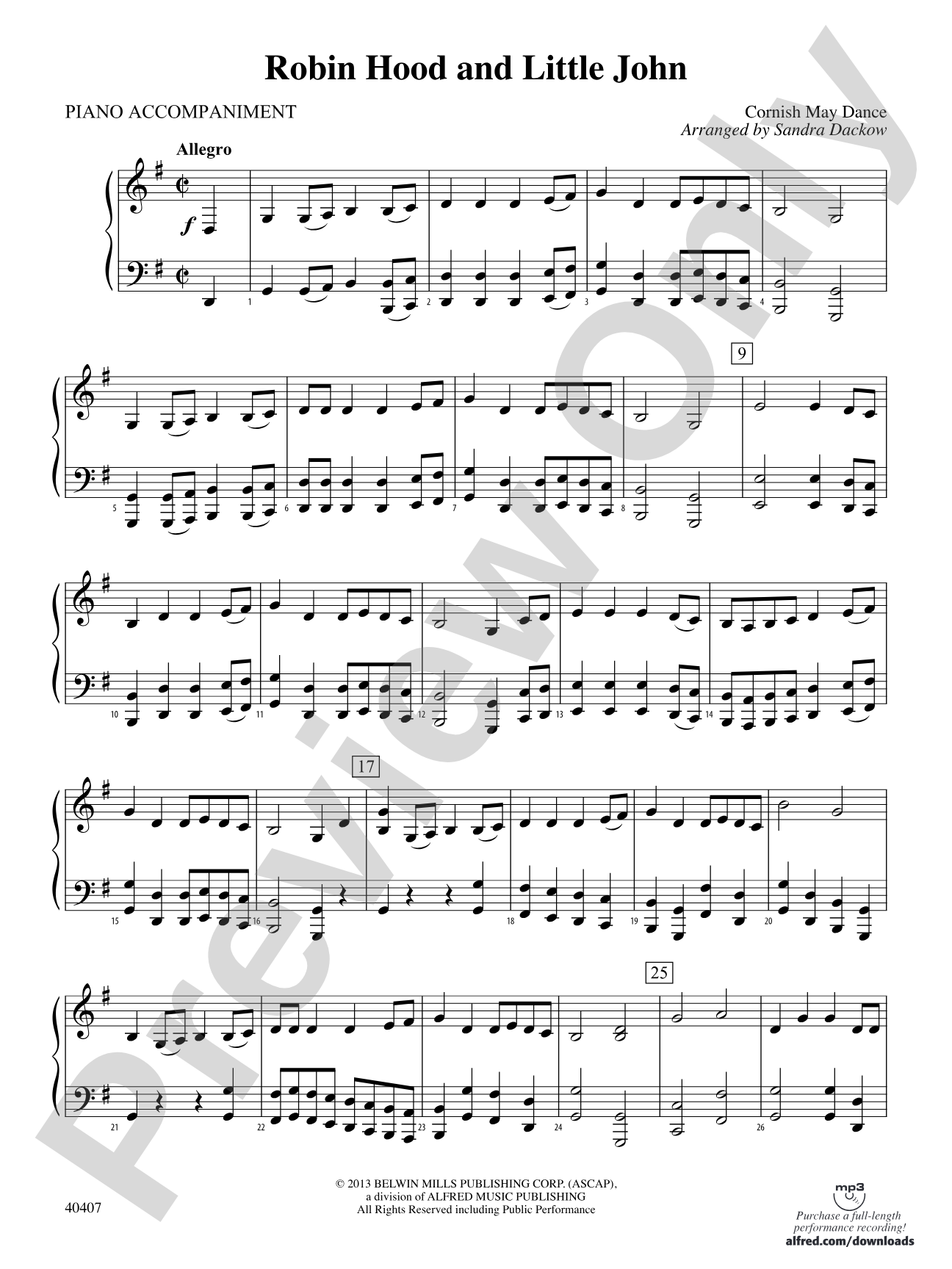 Robin Hood and Little John: Piano Accompaniment