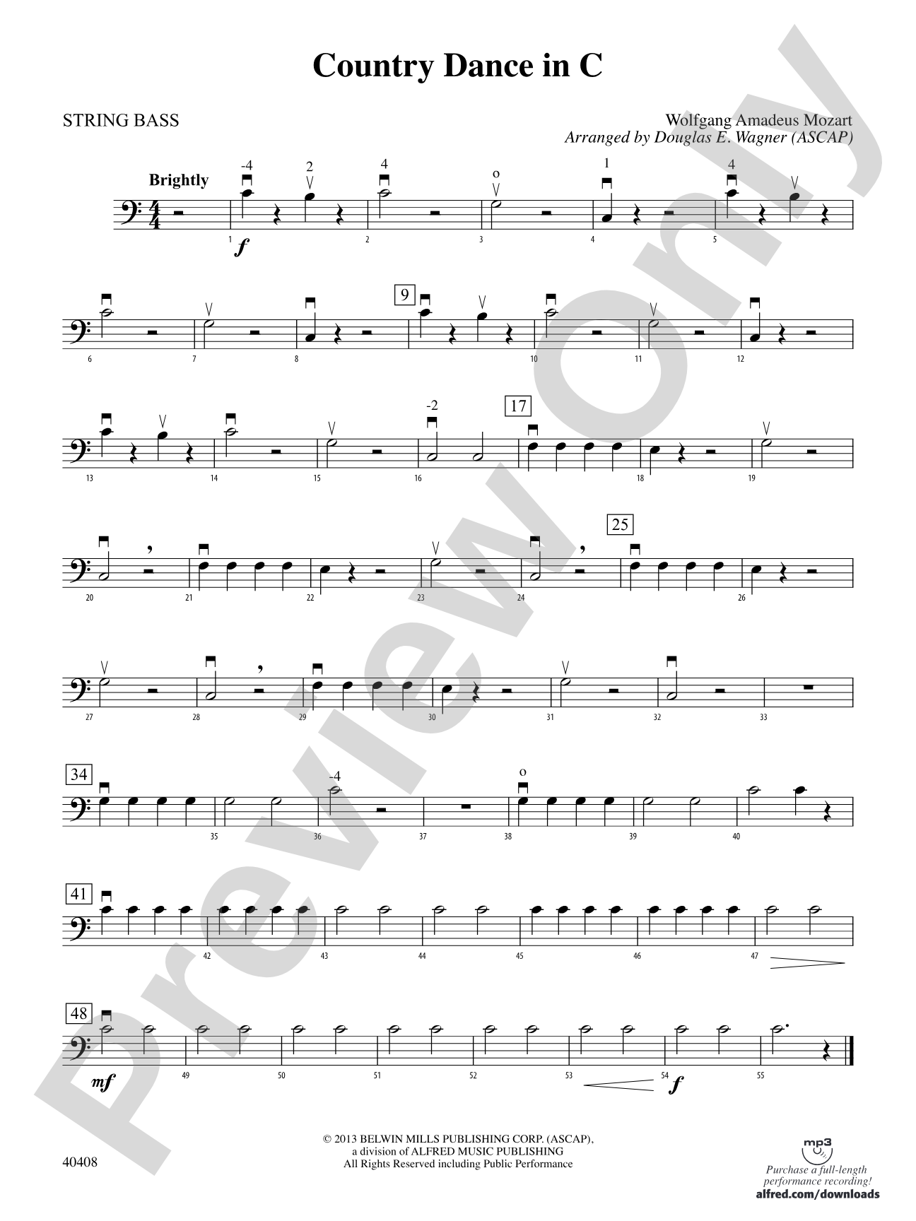 Country Dance in C: String Bass