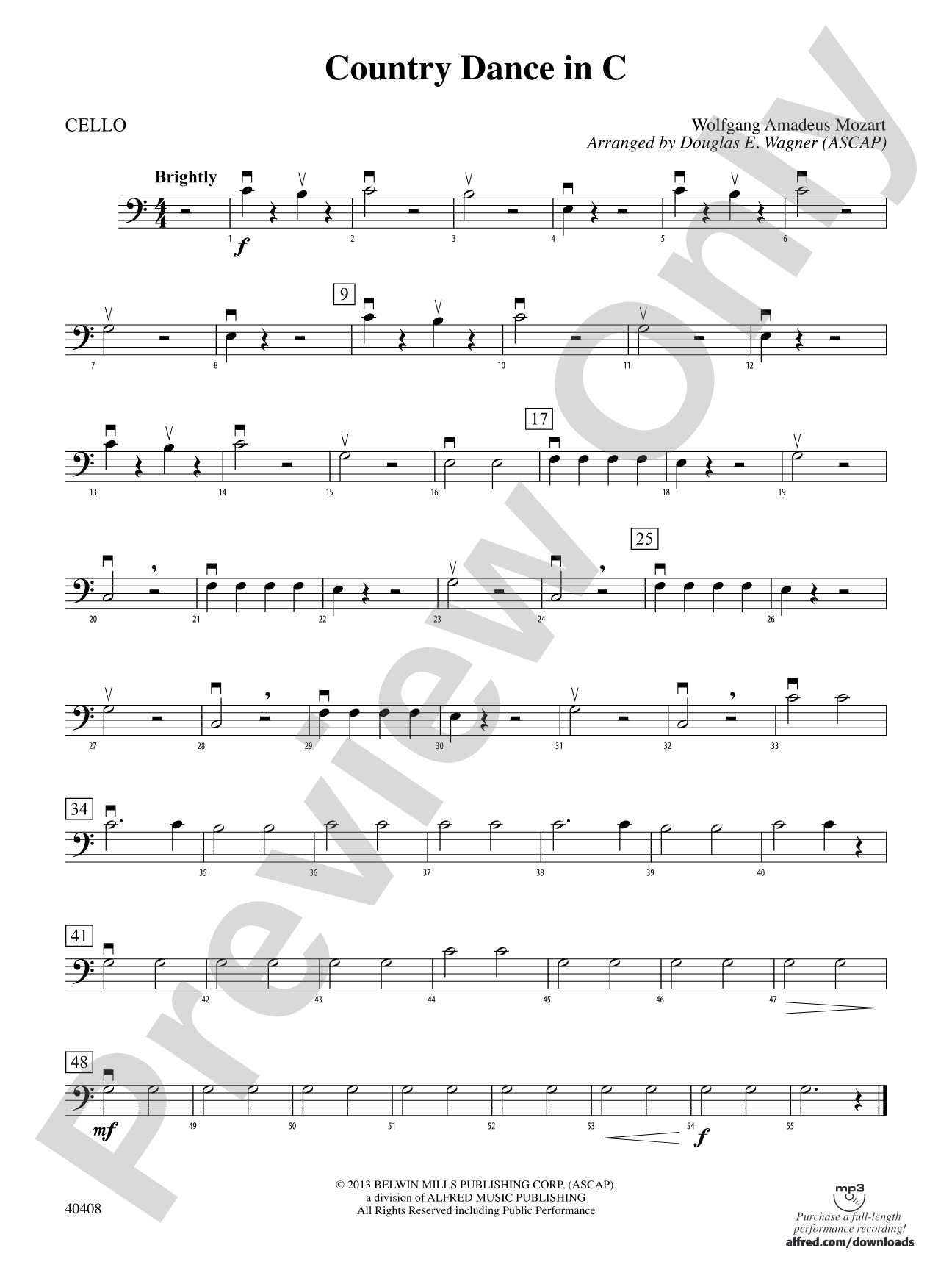 Country Dance in C: Cello