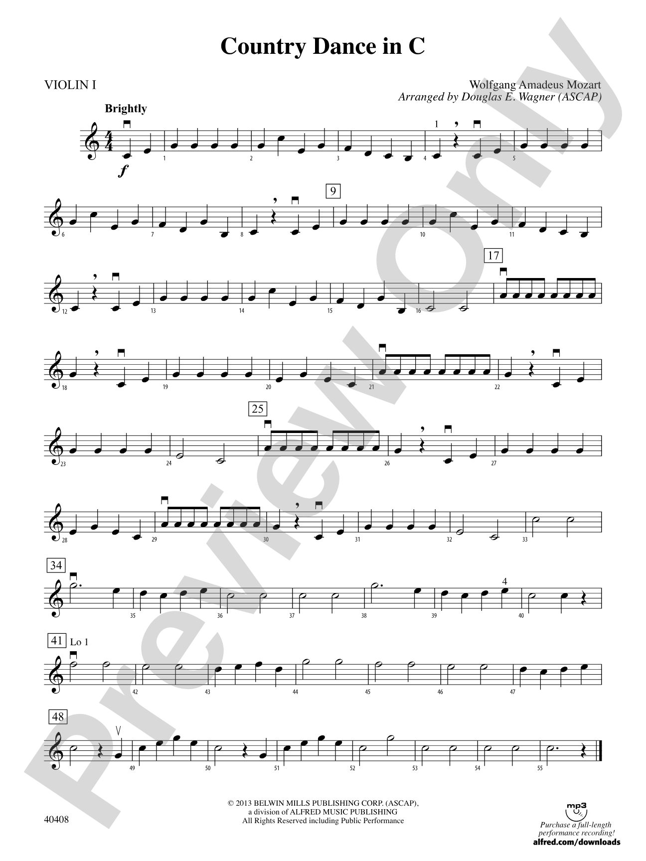 Country Dance in C: 1st Violin