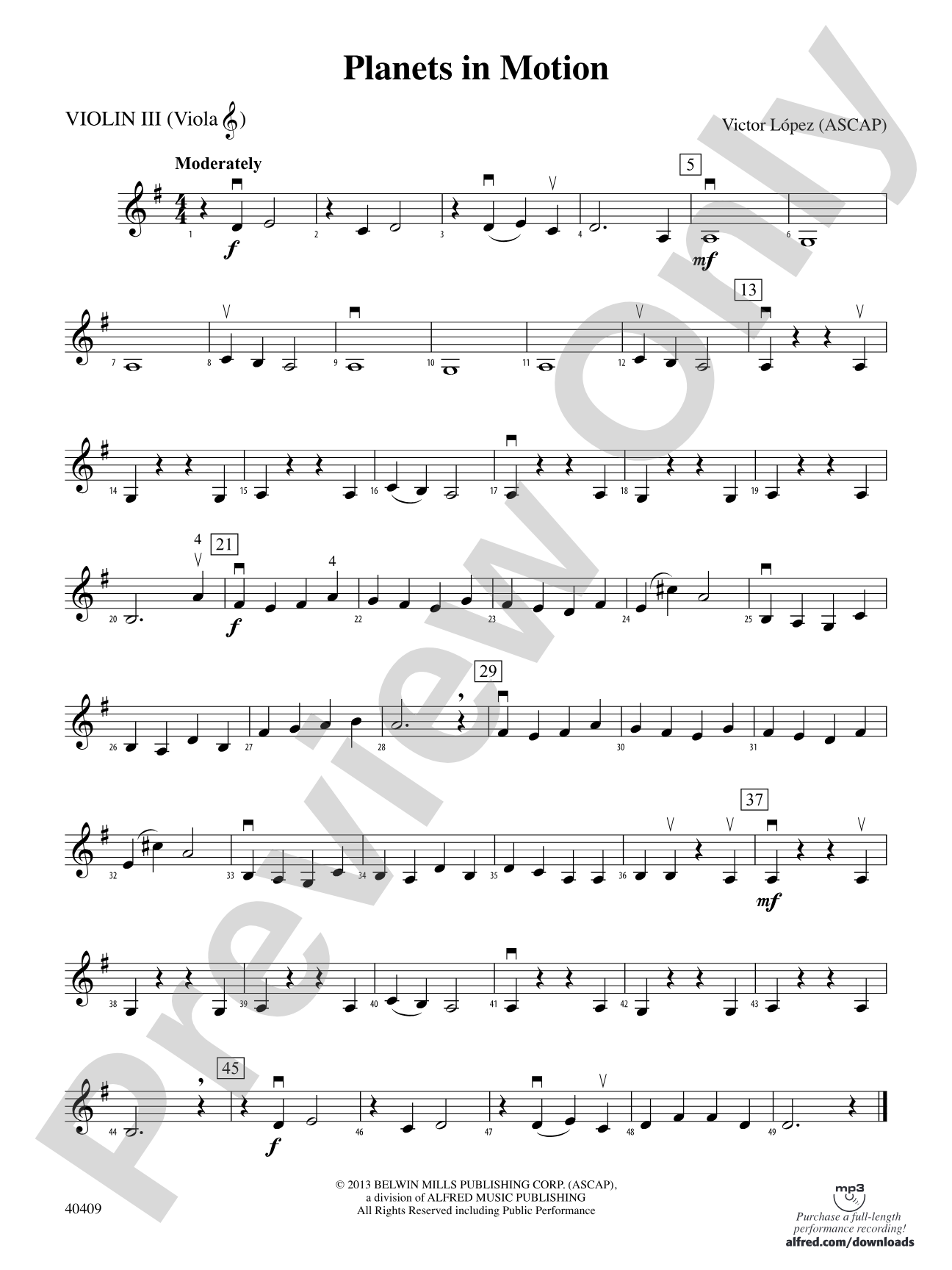 Planets in Motion: 3rd Violin (Viola [TC])