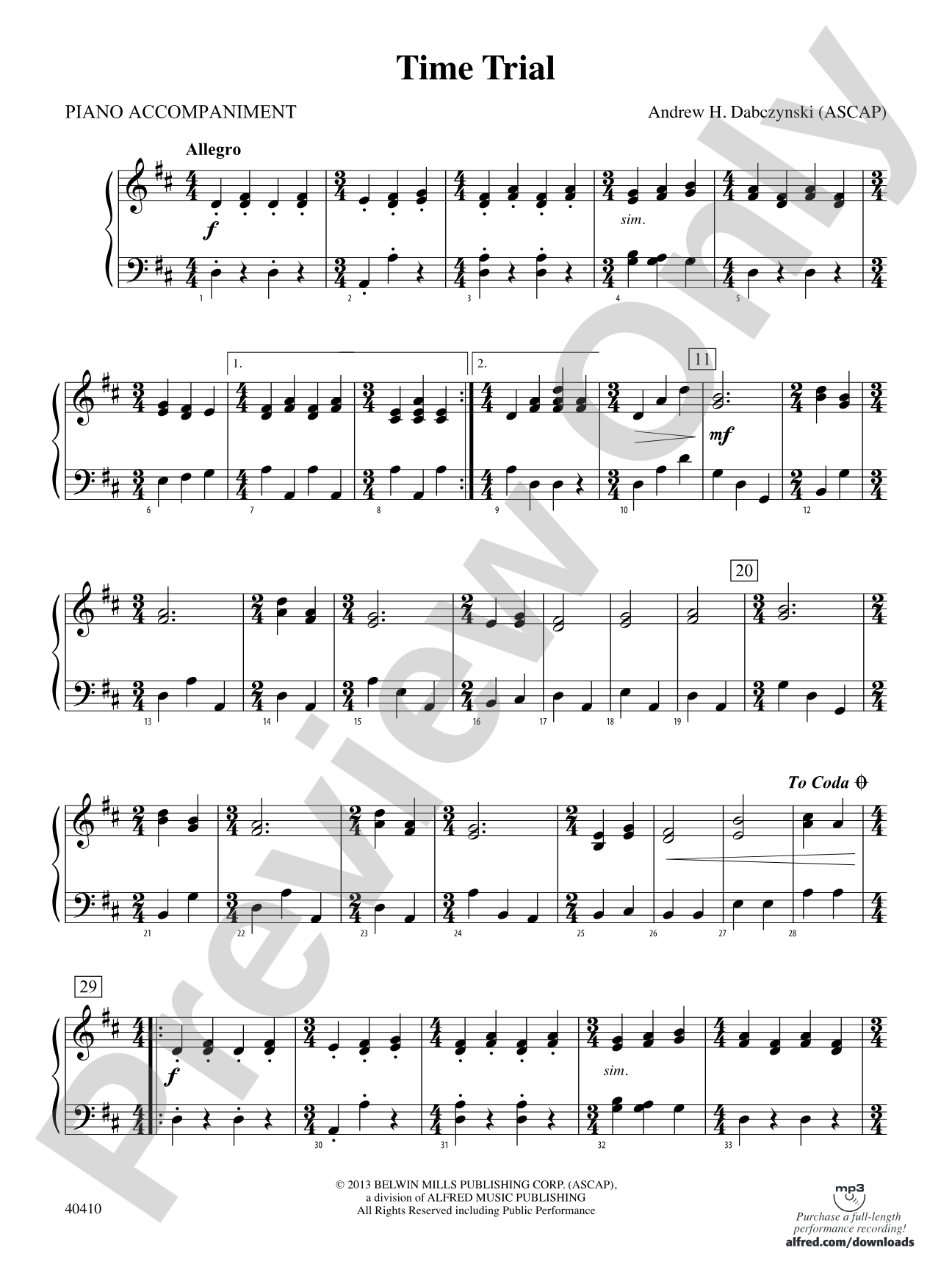 Time Trial: Piano Accompaniment