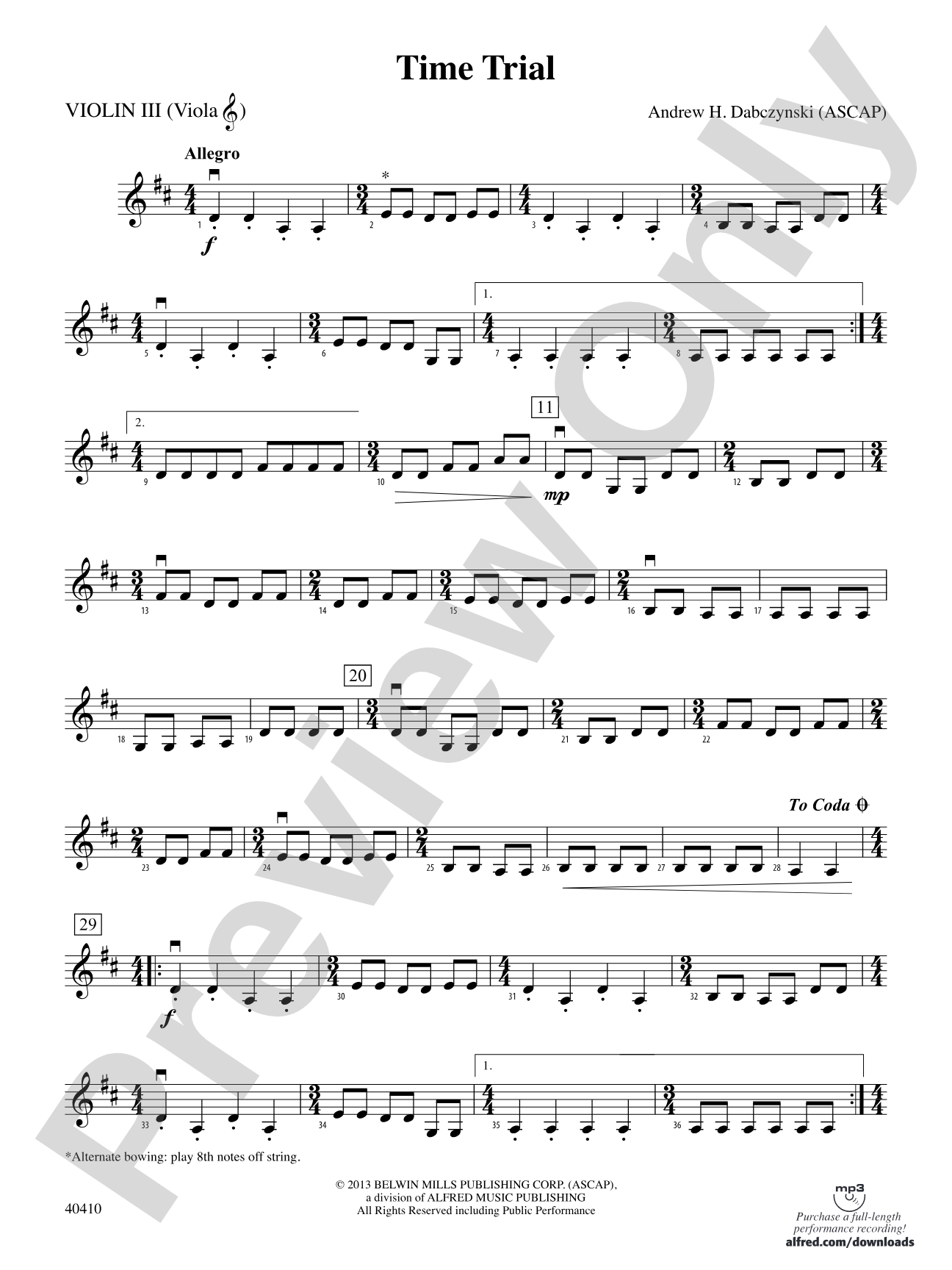 Time Trial: 3rd Violin (Viola [TC])