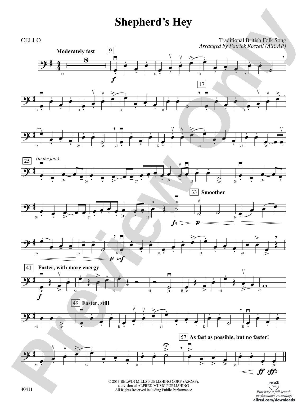 Shepherd's Hey: Cello