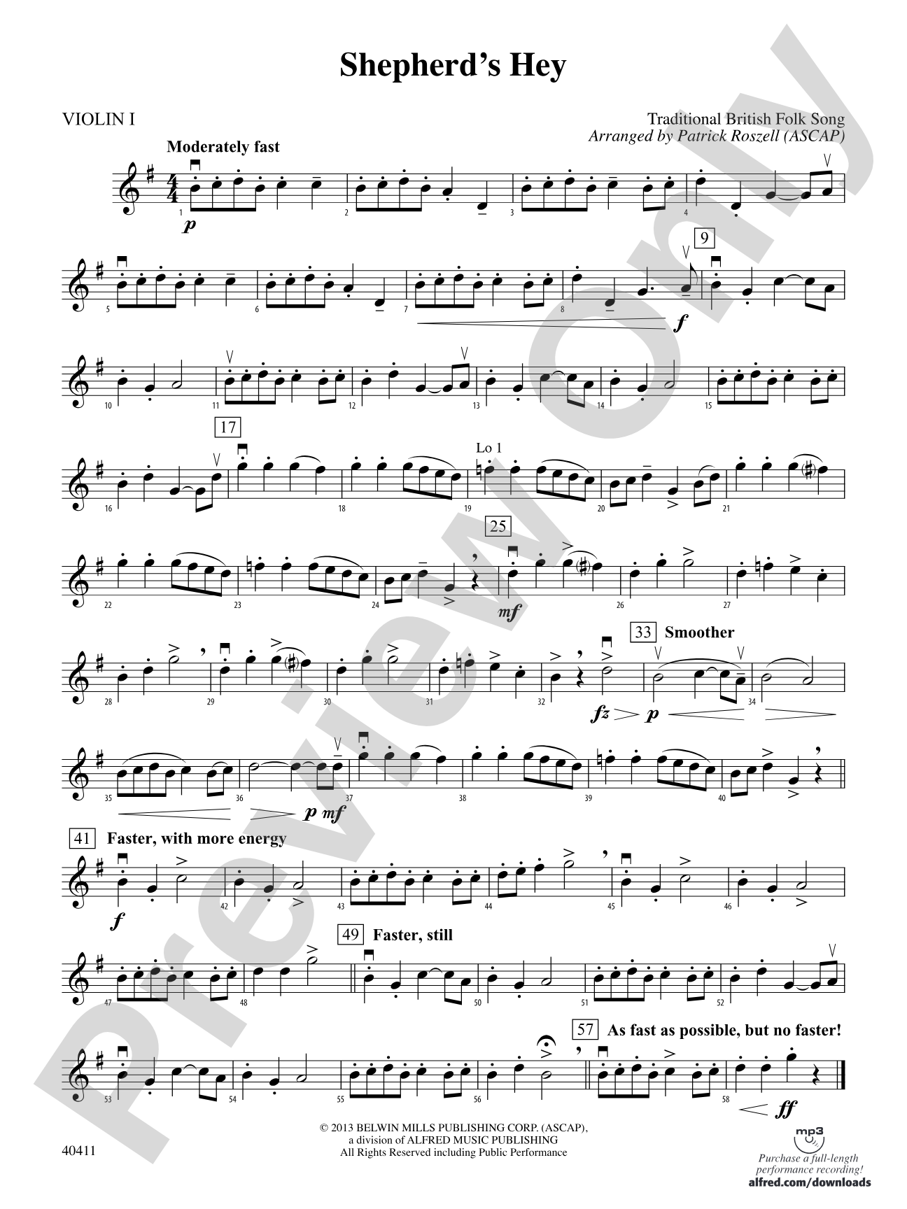 Shepherd's Hey: 1st Violin