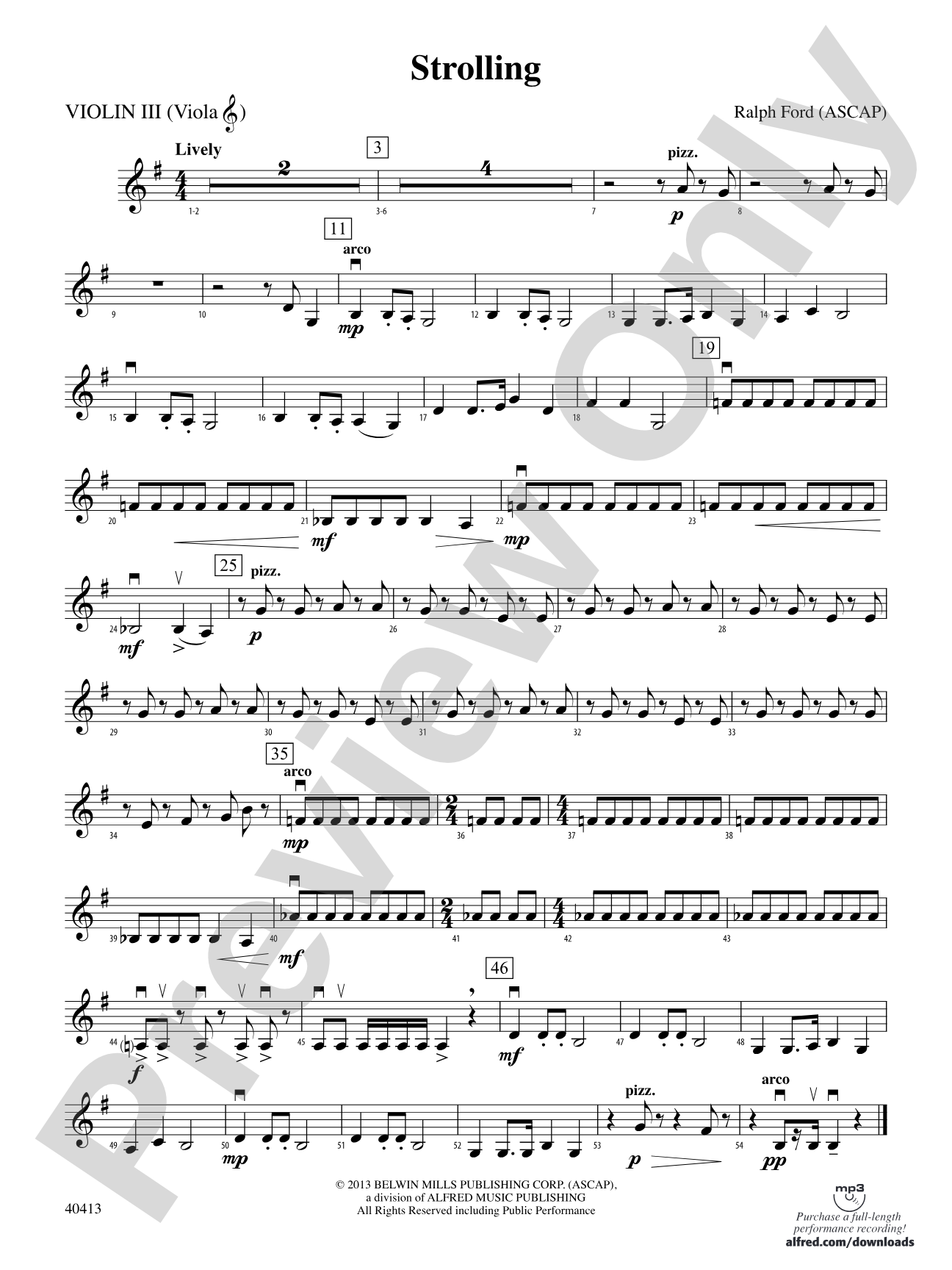 Strolling: 3rd Violin (Viola [TC])
