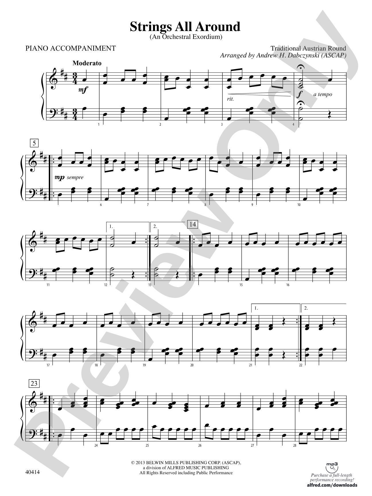 Strings All Around: Piano Accompaniment