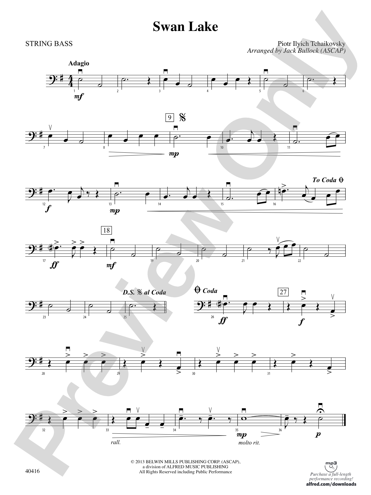 Swan Lake: String Bass