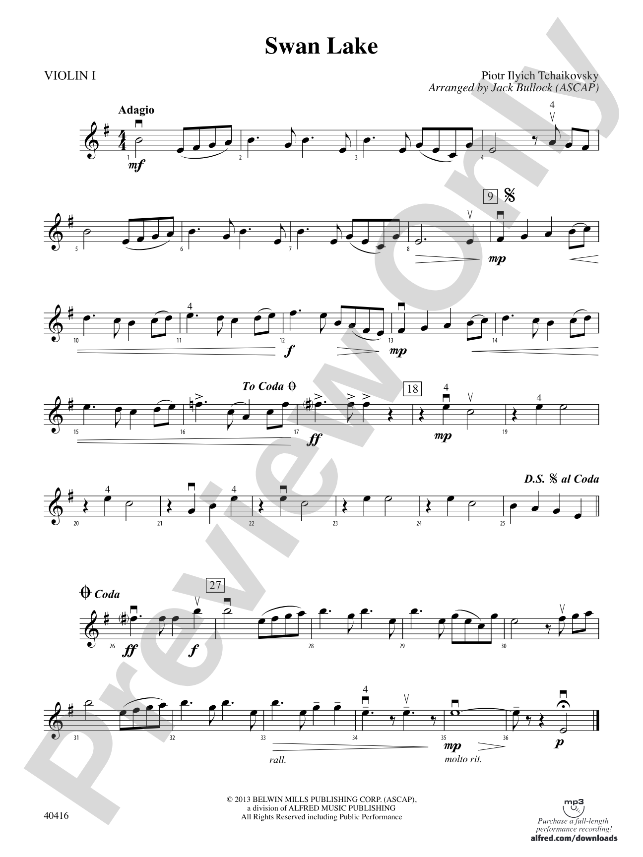 Swan Lake: 1st Violin