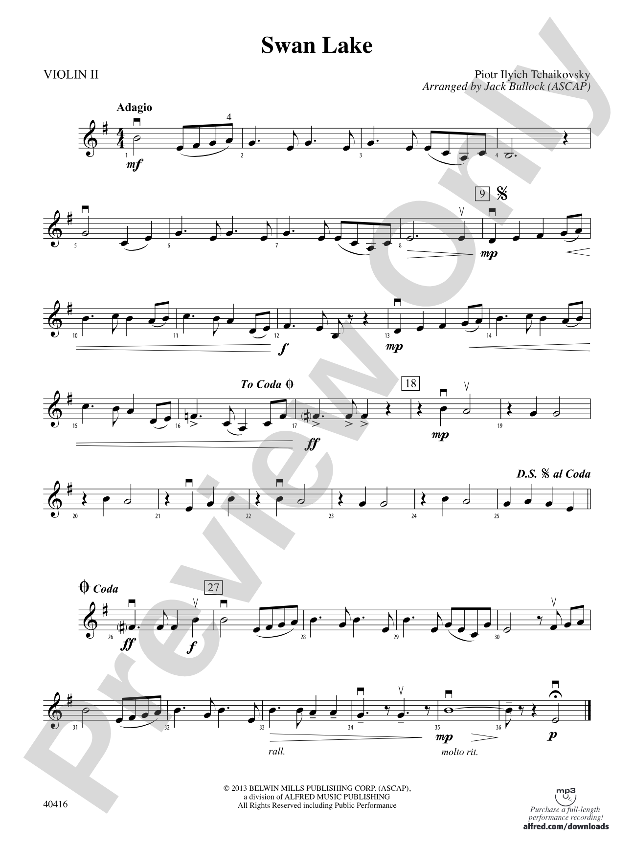 Swan Lake: 2nd Violin