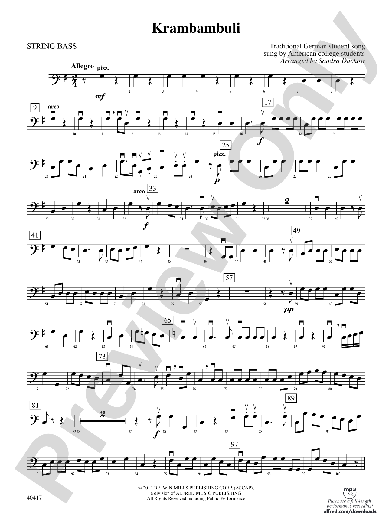 Krambambuli: String Bass