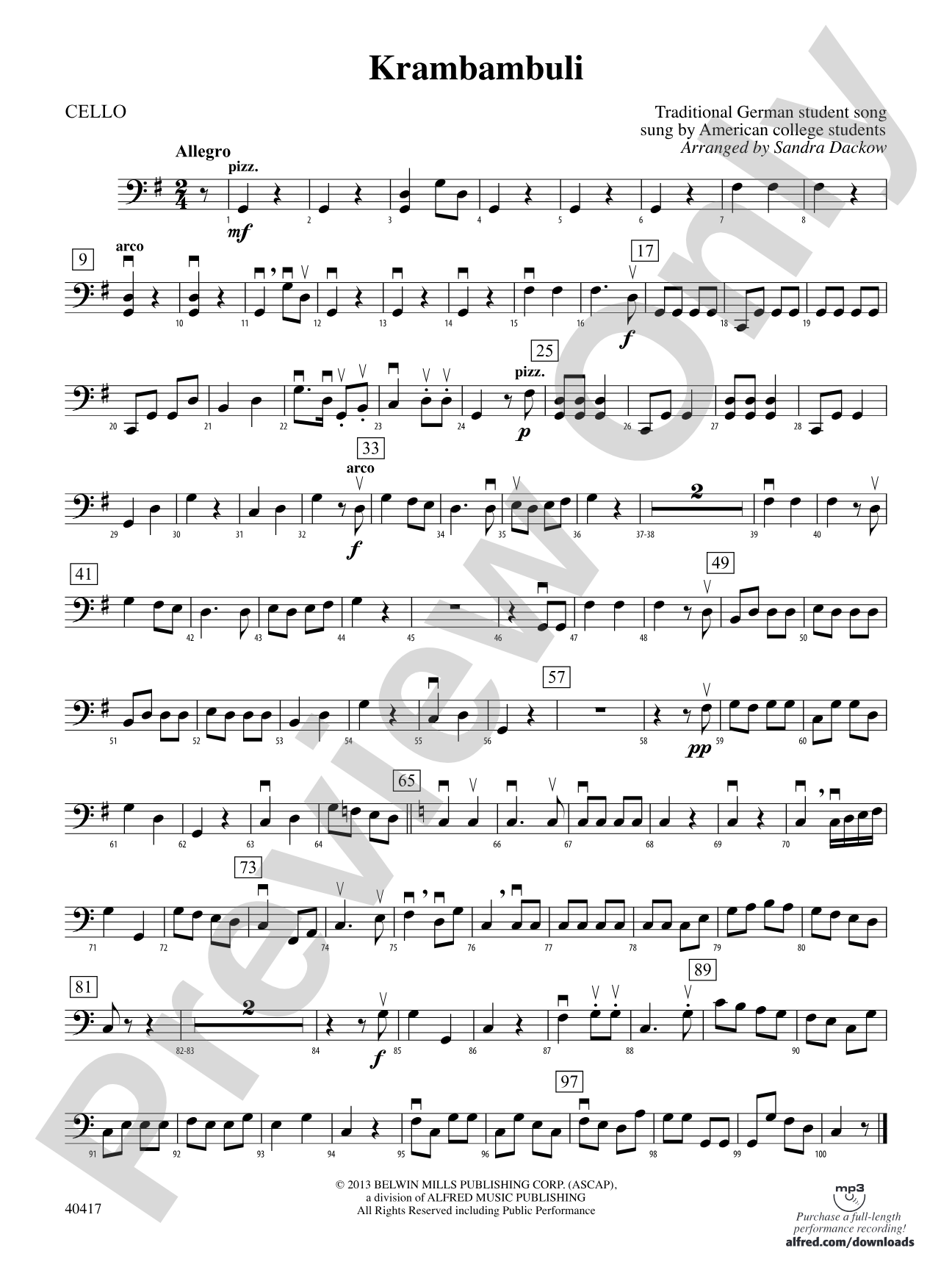 Krambambuli: Cello