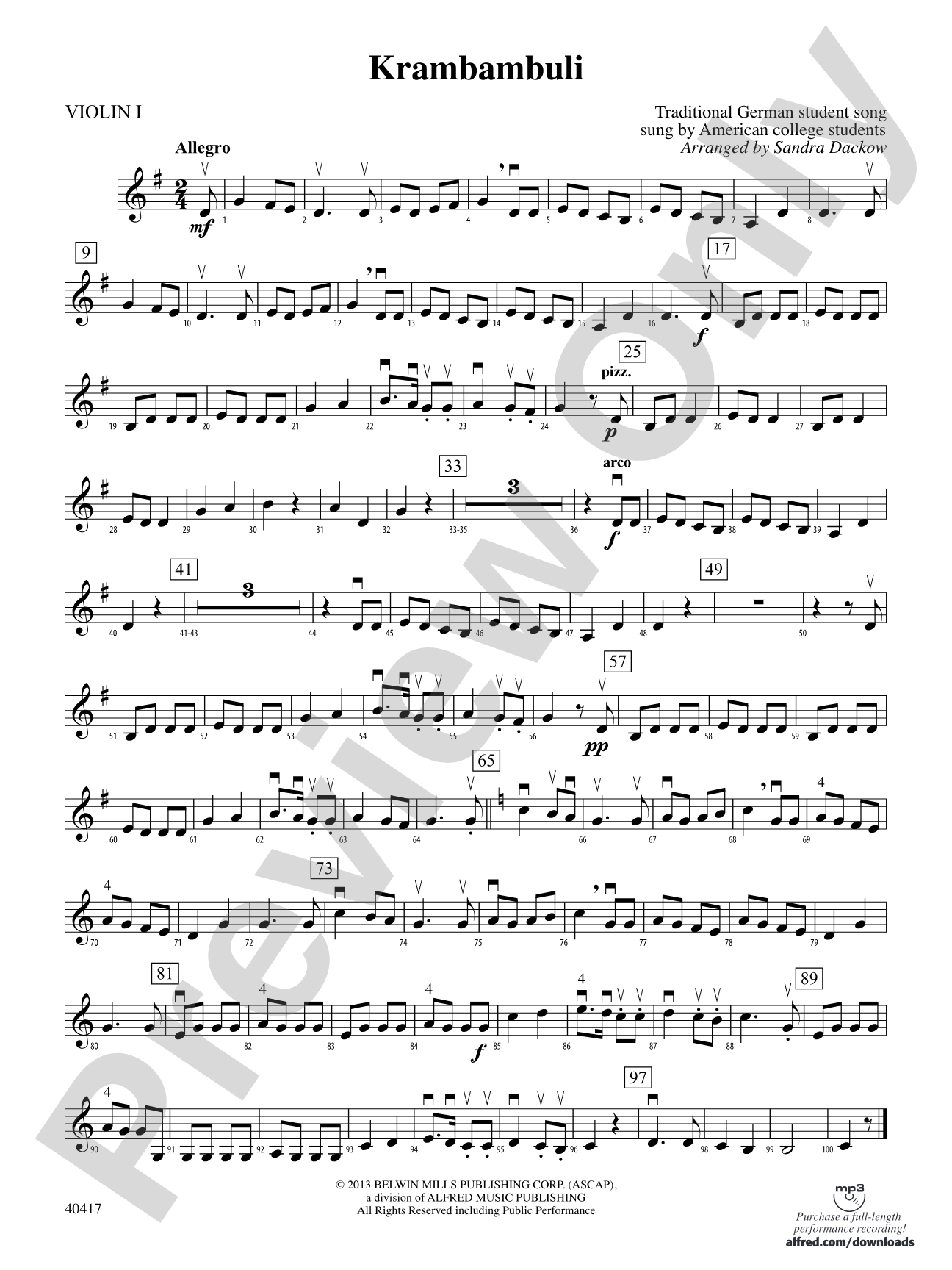 Krambambuli: 1st Violin