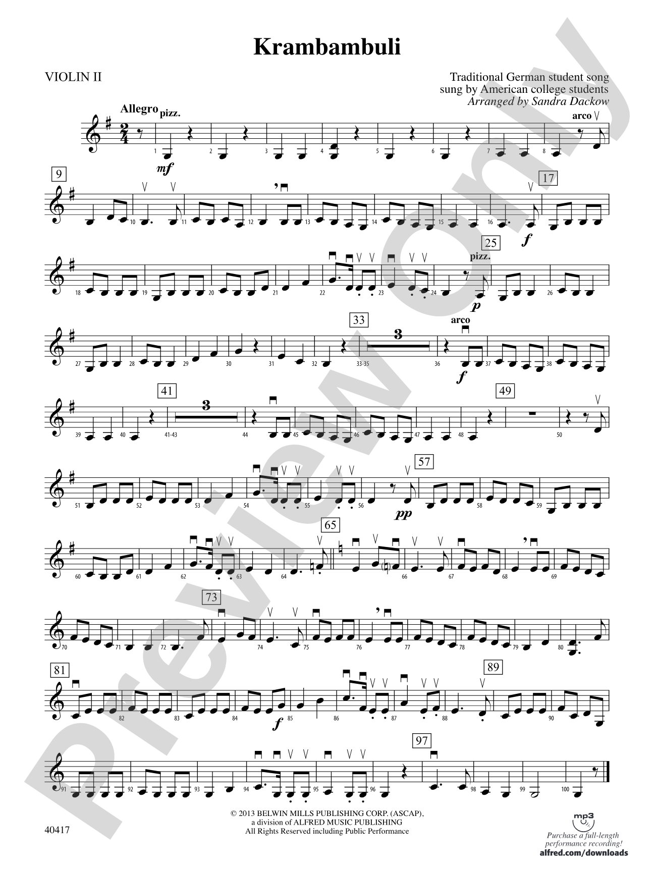 Krambambuli: 2nd Violin