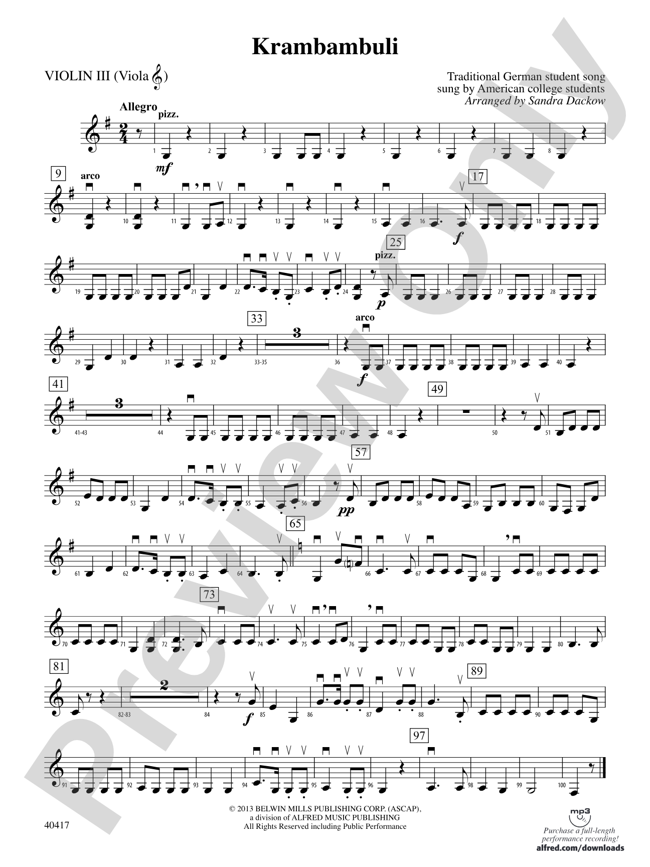 Krambambuli: 3rd Violin (Viola [TC])