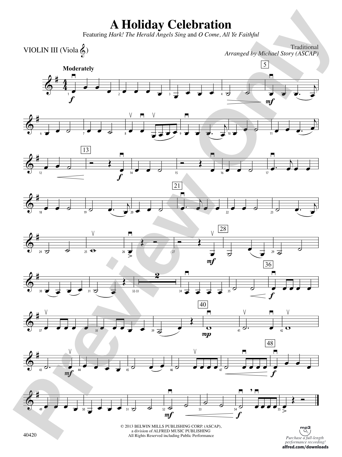 A Holiday Celebration: 3rd Violin (Viola [TC])