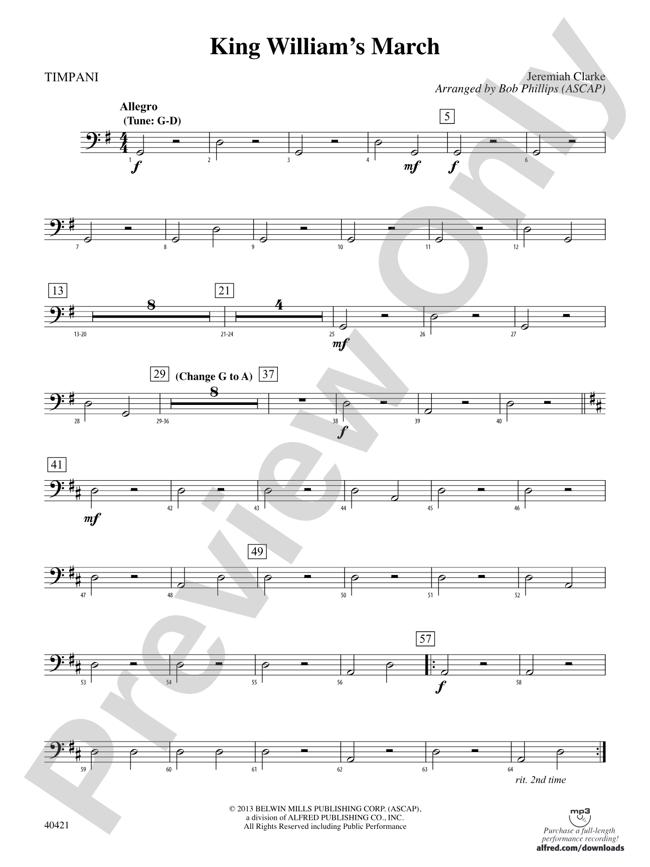 King William's March: Timpani