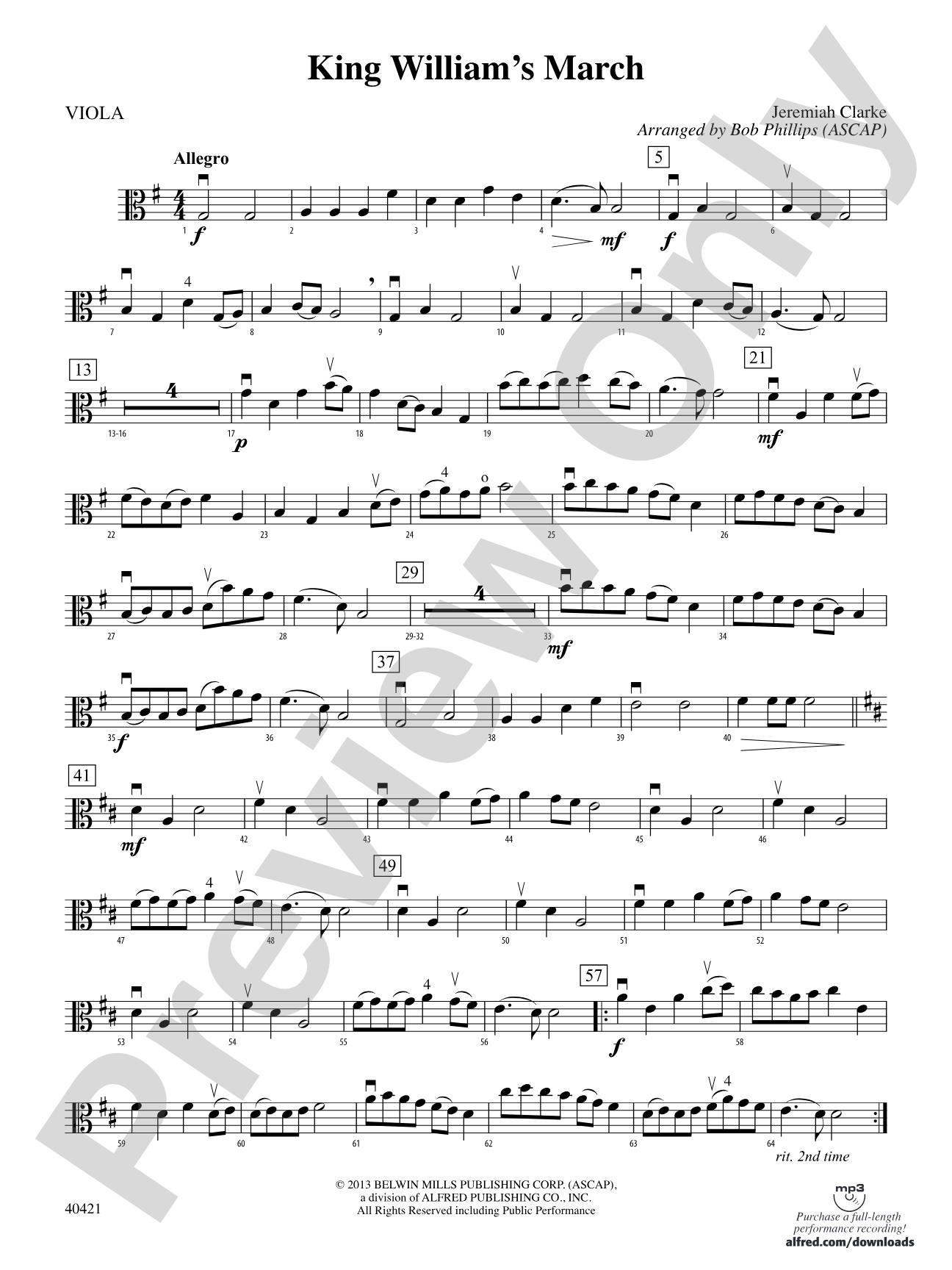 King William's March: Viola