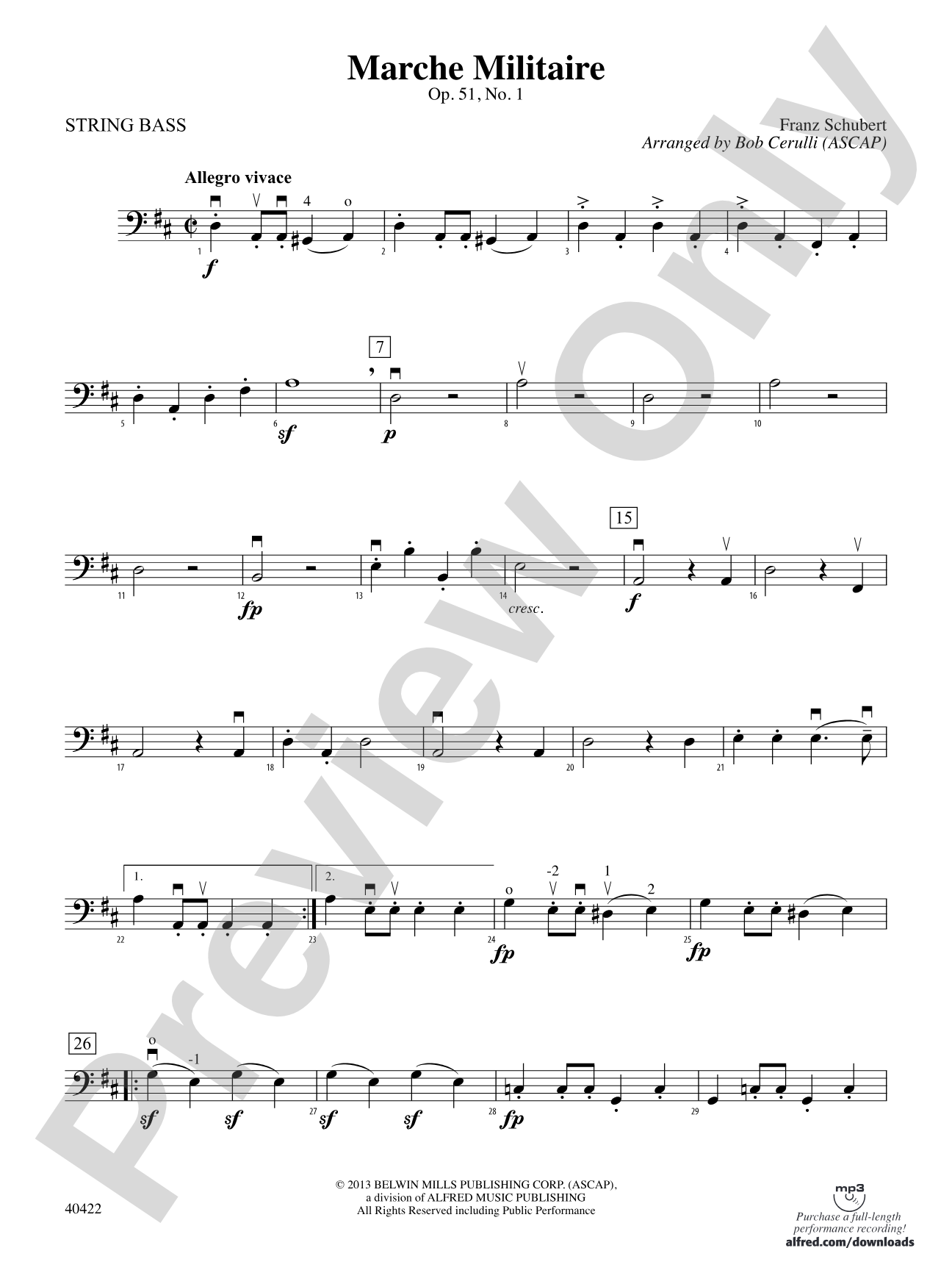 March Militaire: String Bass