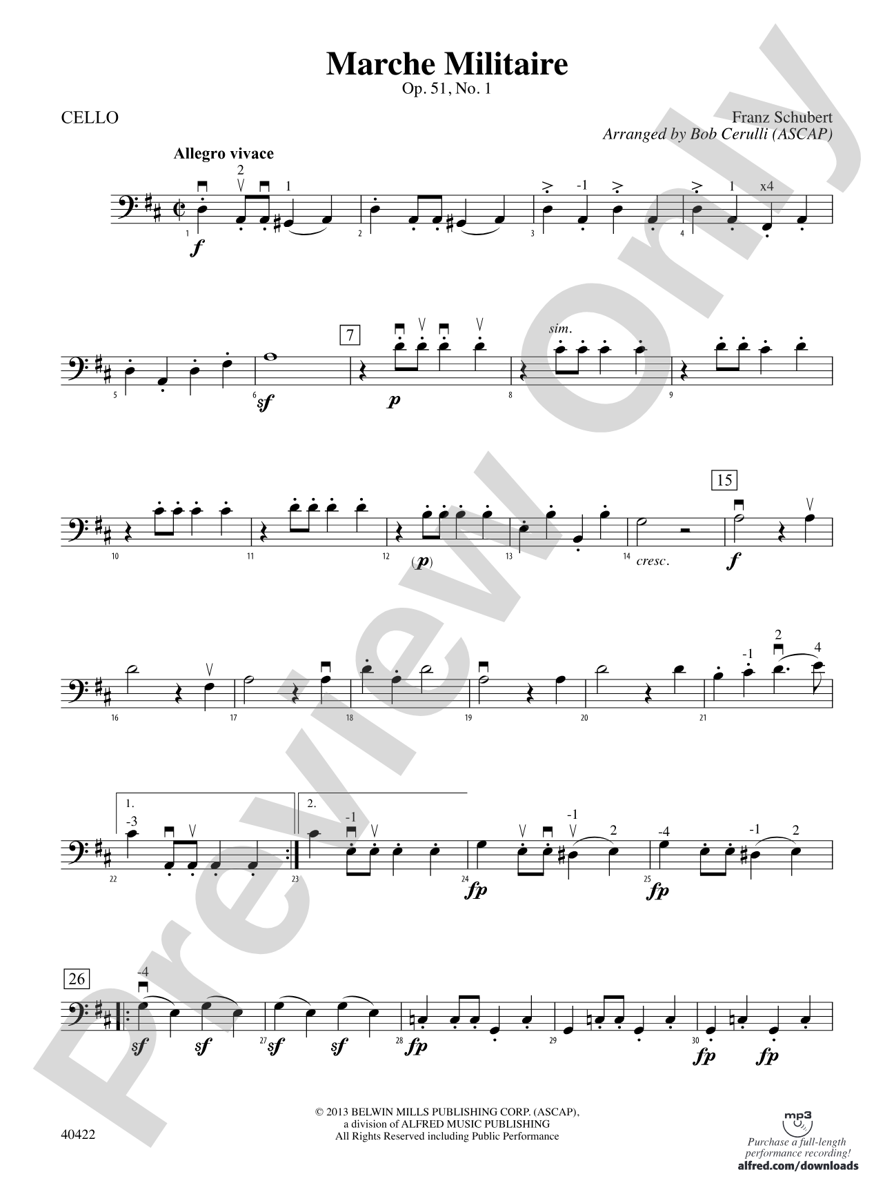 March Militaire: Cello