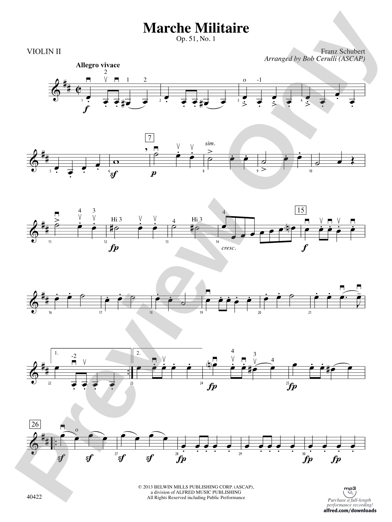 March Militaire: 2nd Violin