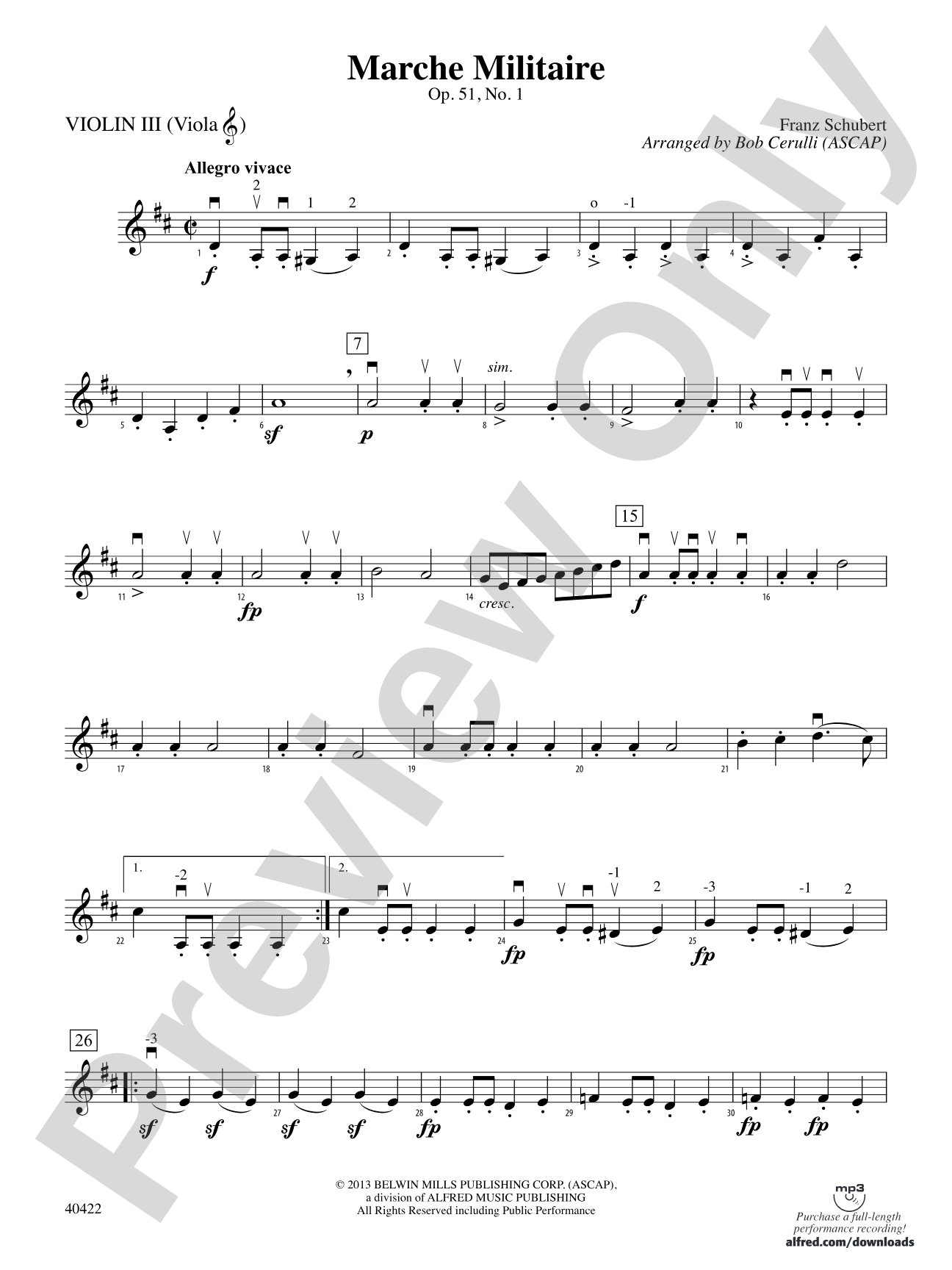March Militaire: 3rd Violin (Viola [TC])