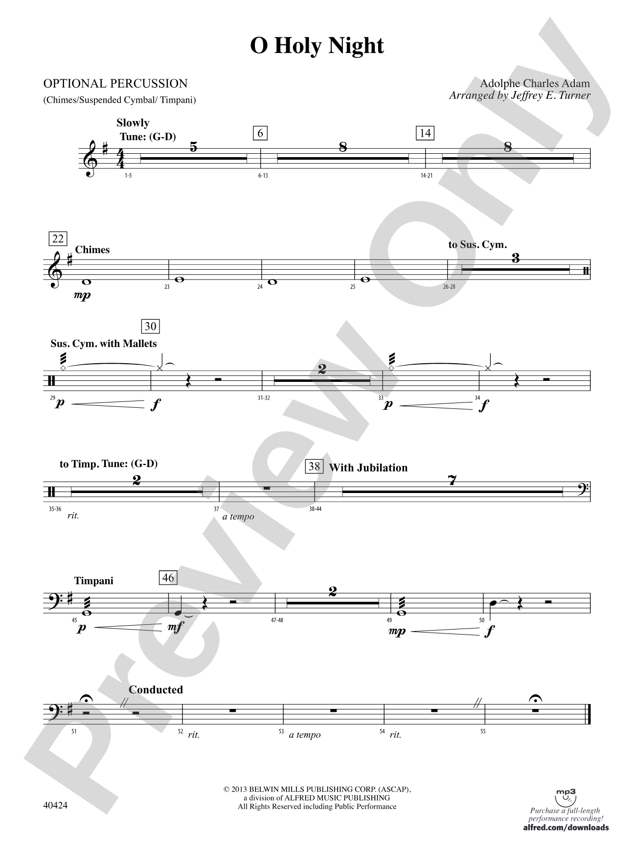 O Holy Night: 1st Percussion