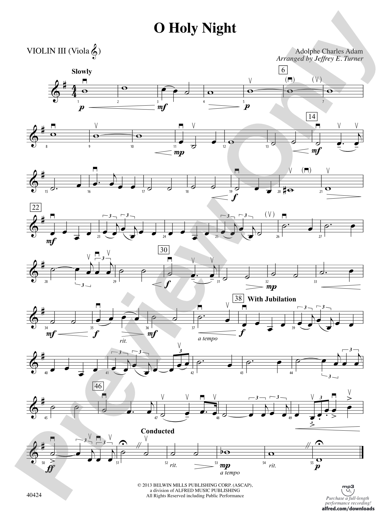 O Holy Night: 3rd Violin (Viola [TC])