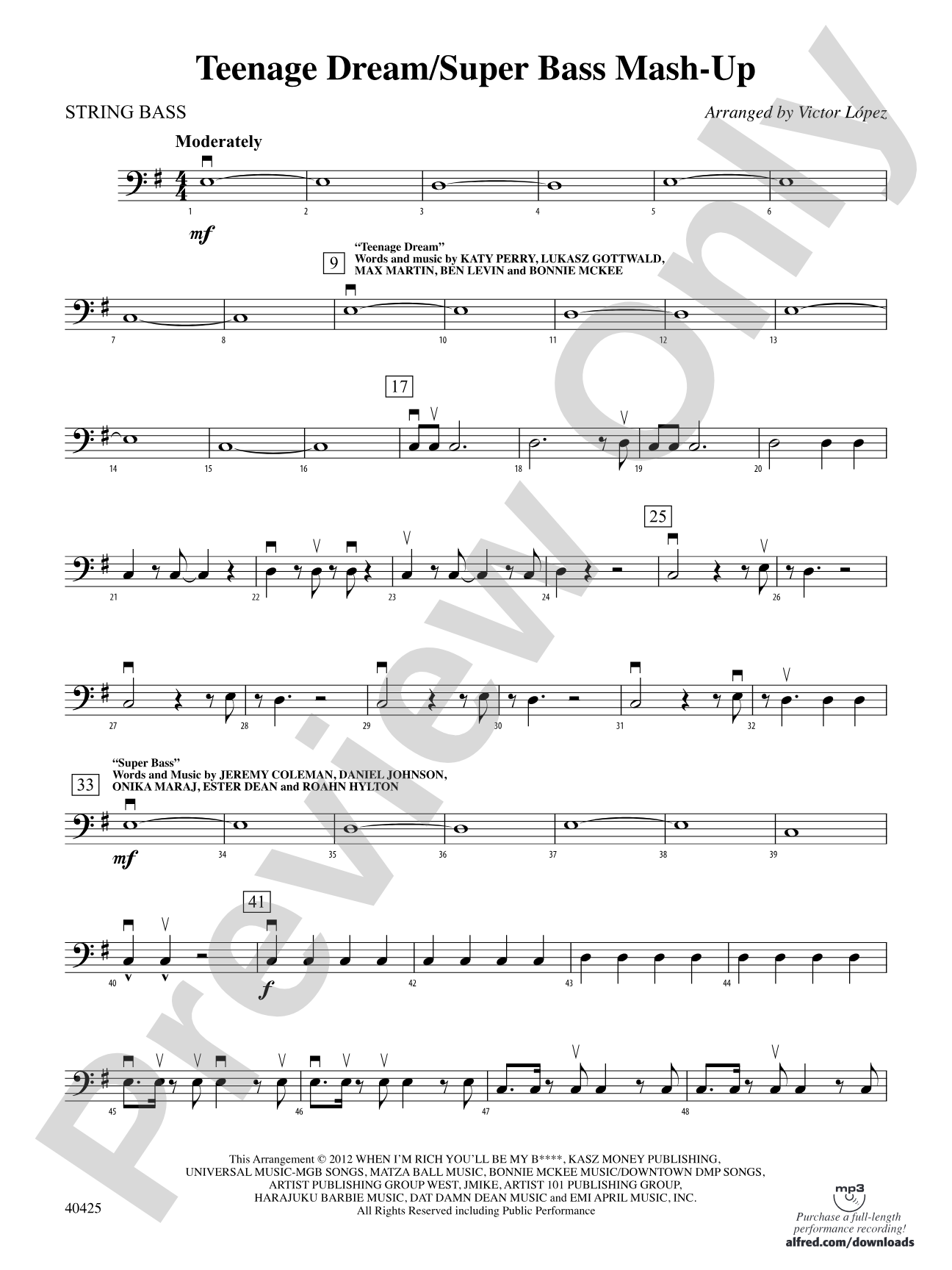 Teenage Dream / Super Bass Mash-Up: String Bass