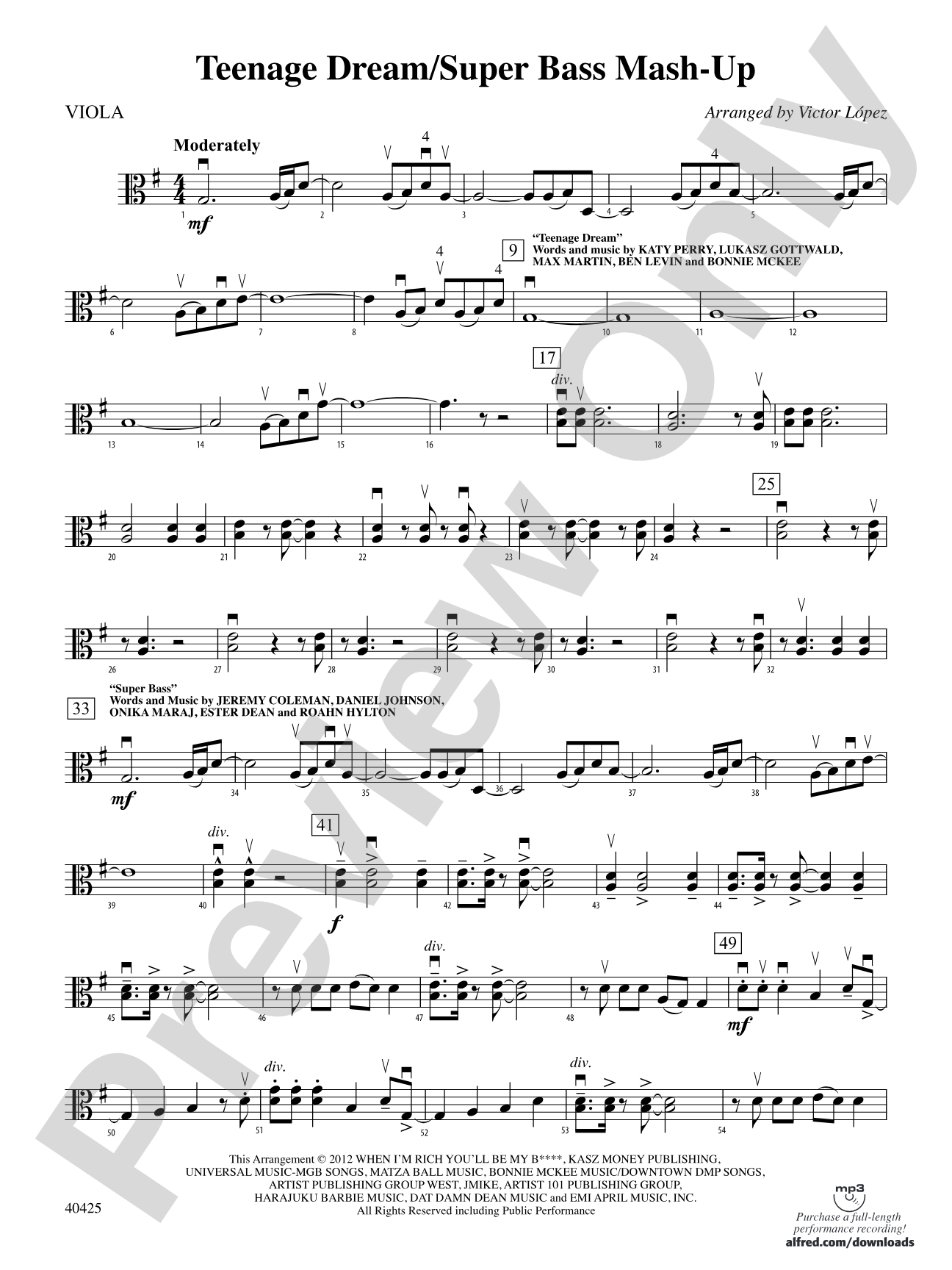 Teenage Dream / Super Bass Mash-Up: Viola