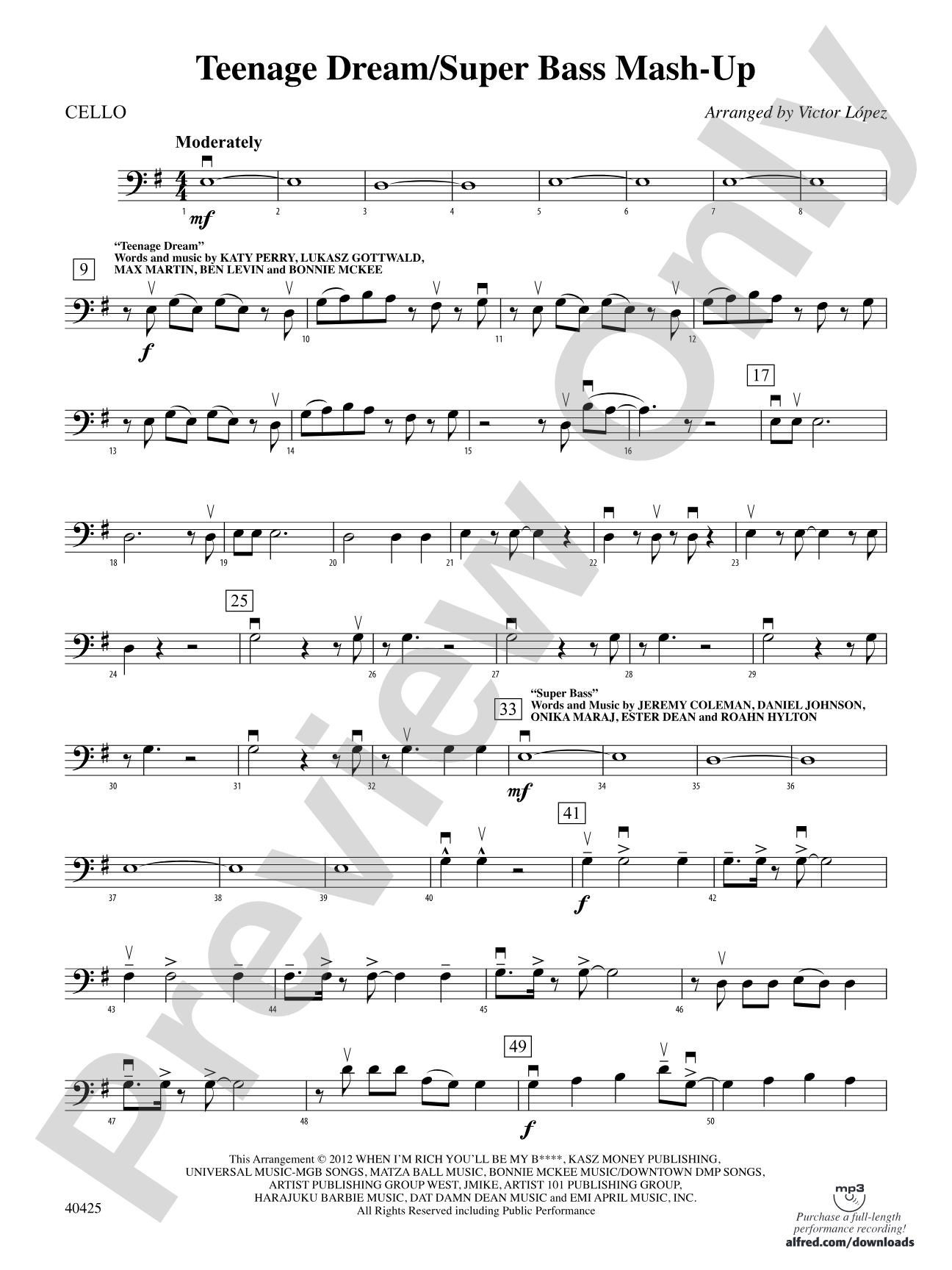 Teenage Dream / Super Bass Mash-Up: Cello