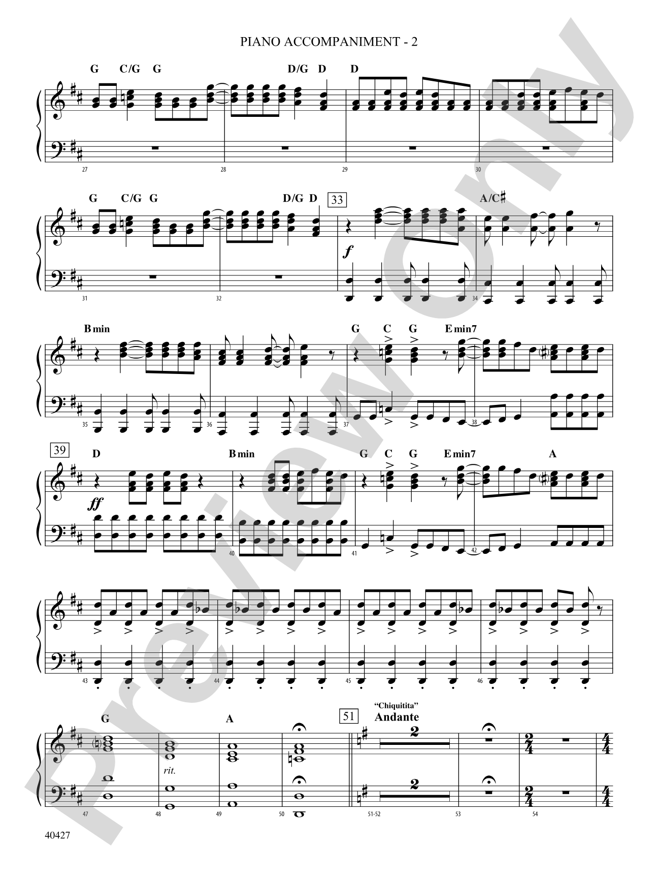 Mamma Mia!, Selections from: Piano Accompaniment