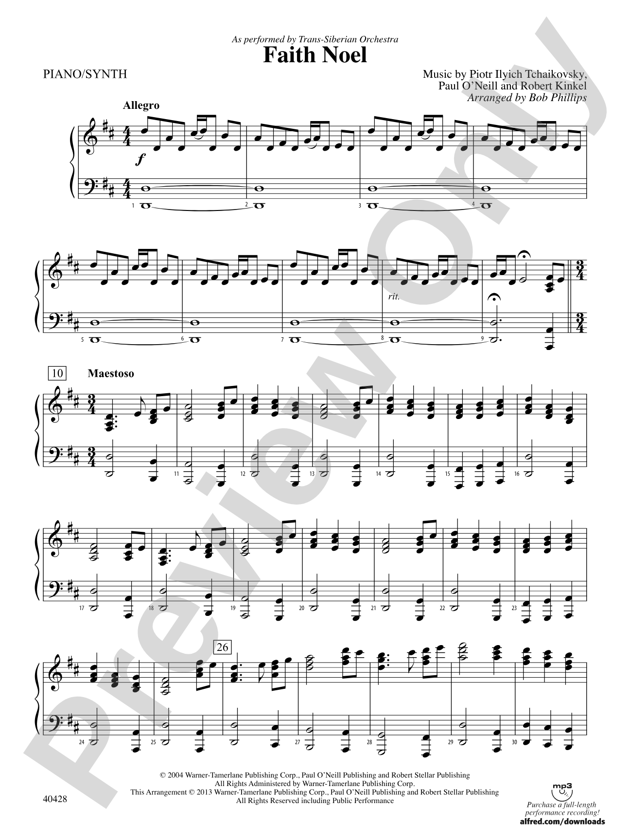 Faith Noel: Piano Accompaniment