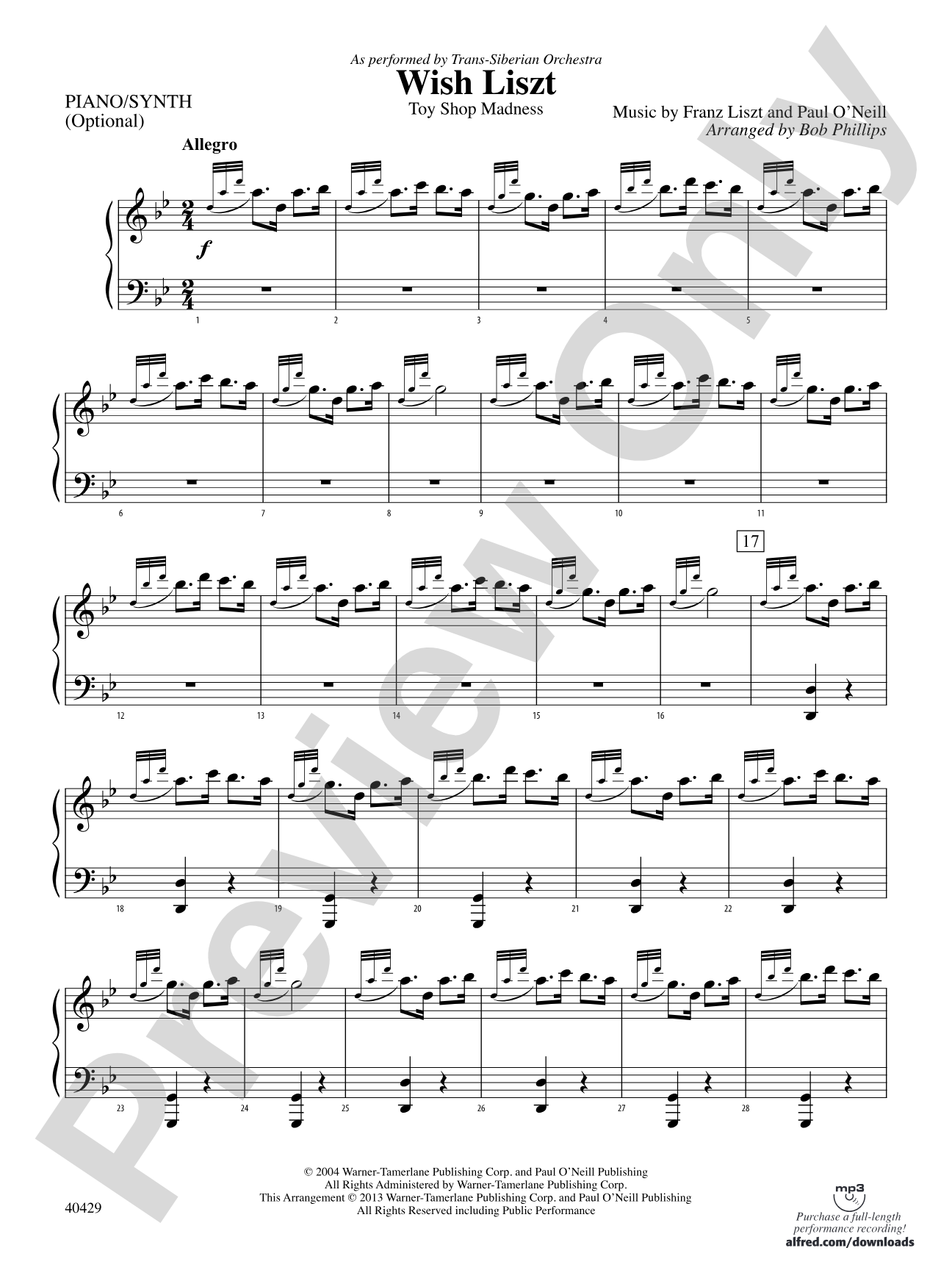 Wish Liszt: Piano Accompaniment