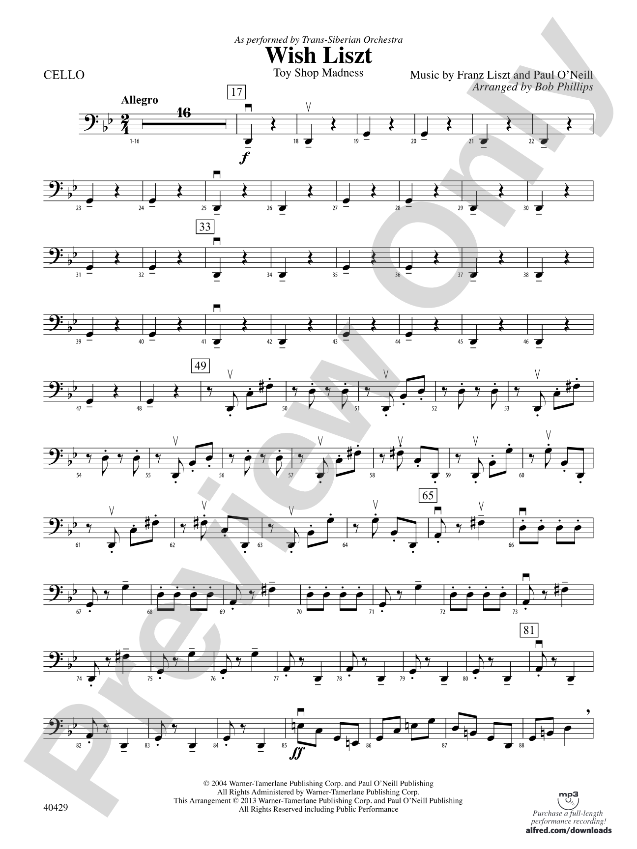 Wish Liszt: Cello