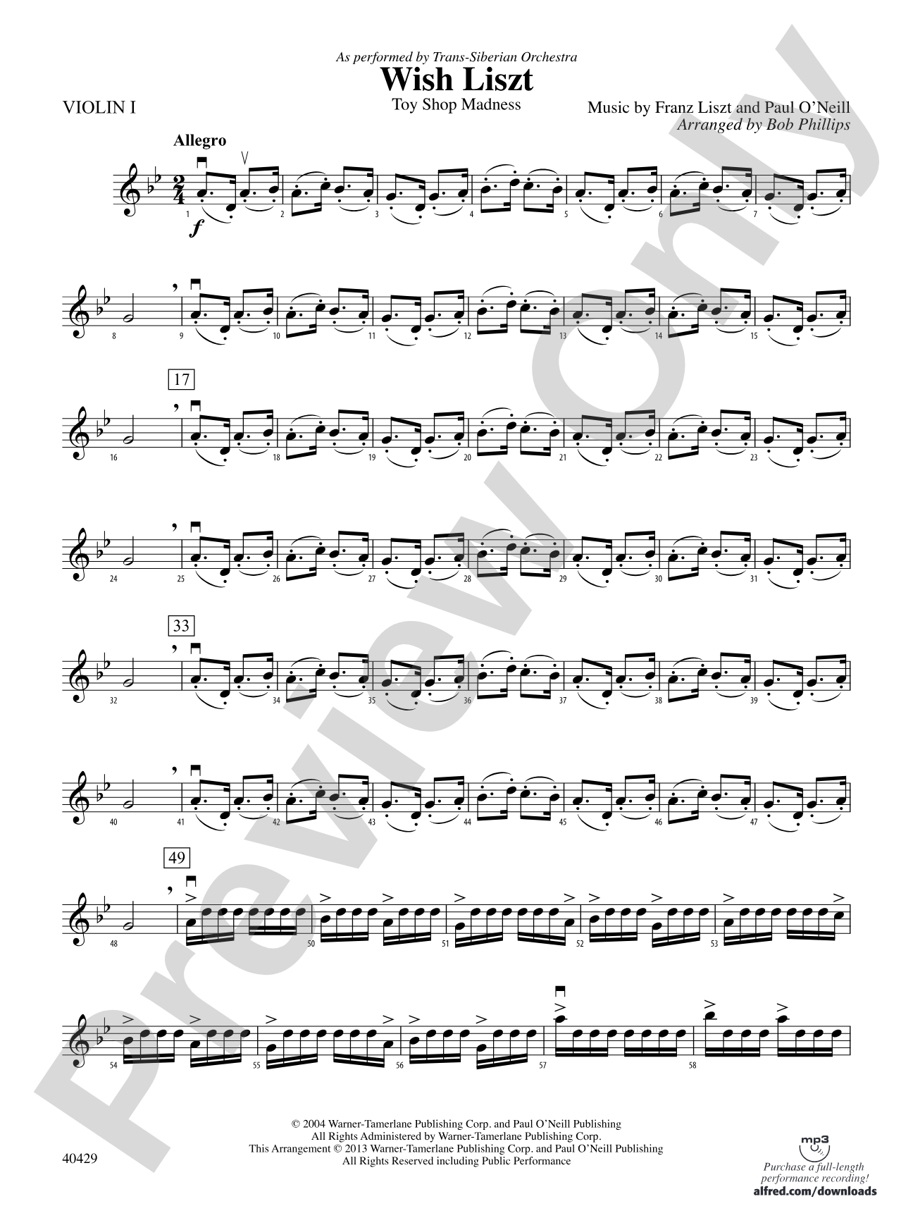 Wish Liszt: 1st Violin