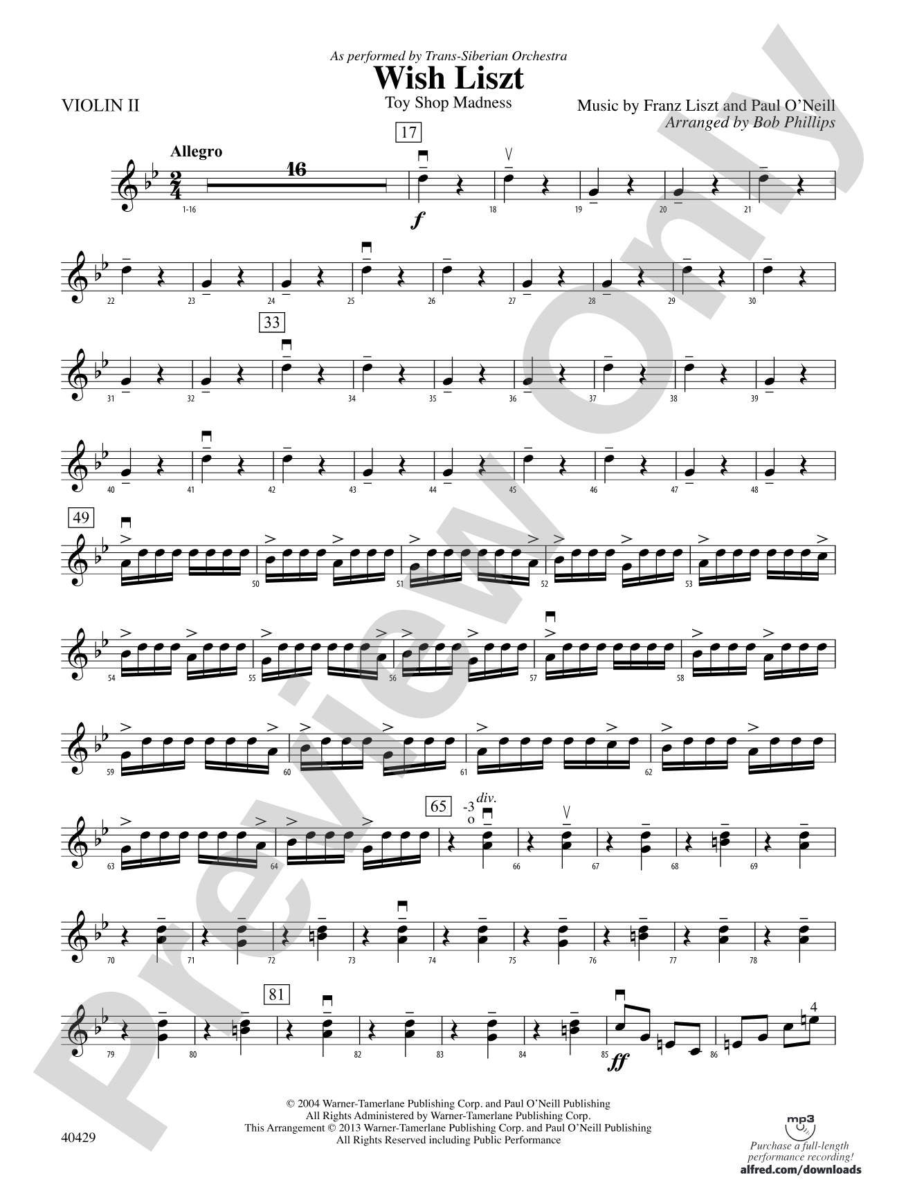 Wish Liszt: 2nd Violin