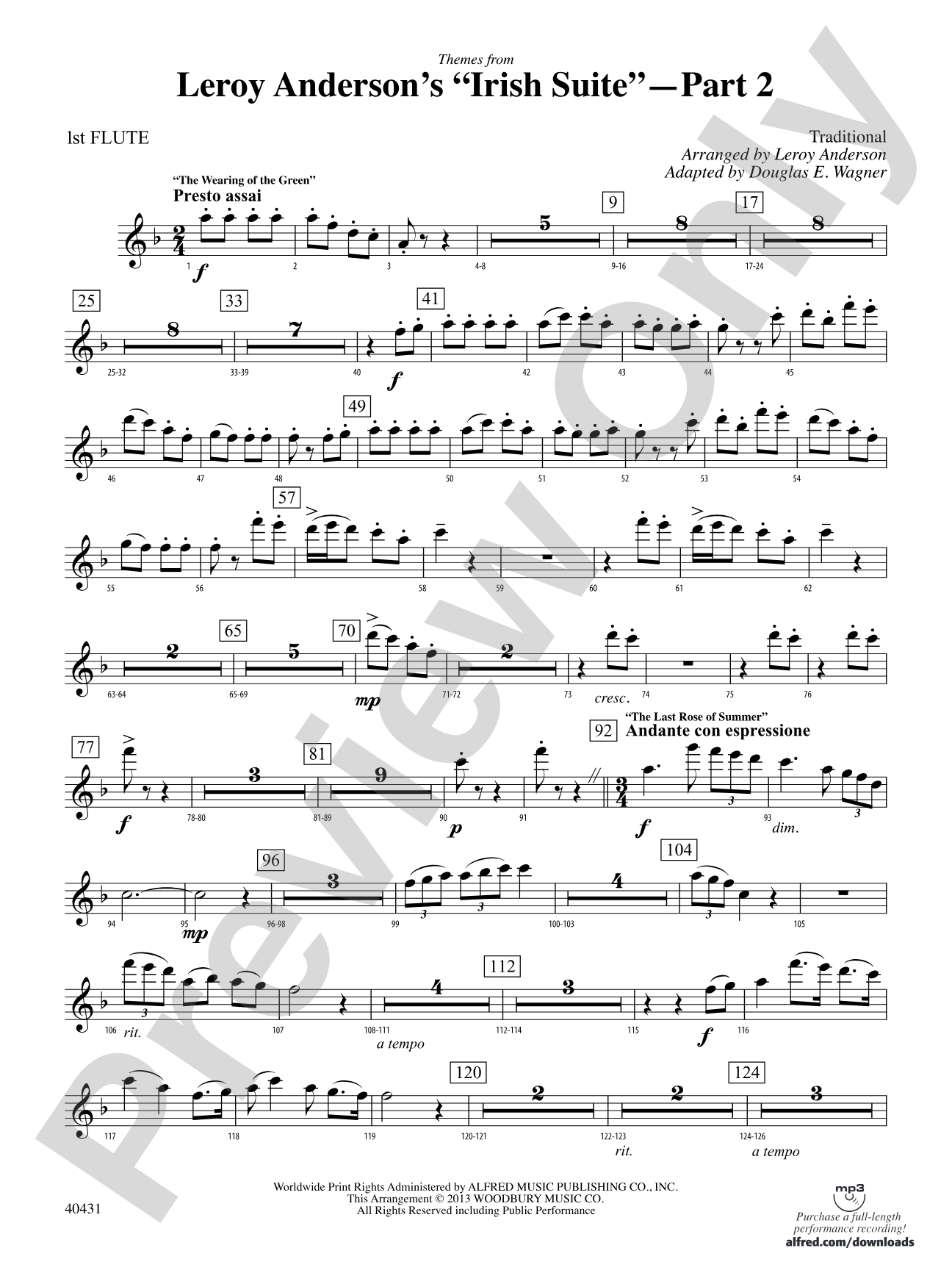 Leroy Anderson's Irish Suite, Part 2 (Themes from): Flute