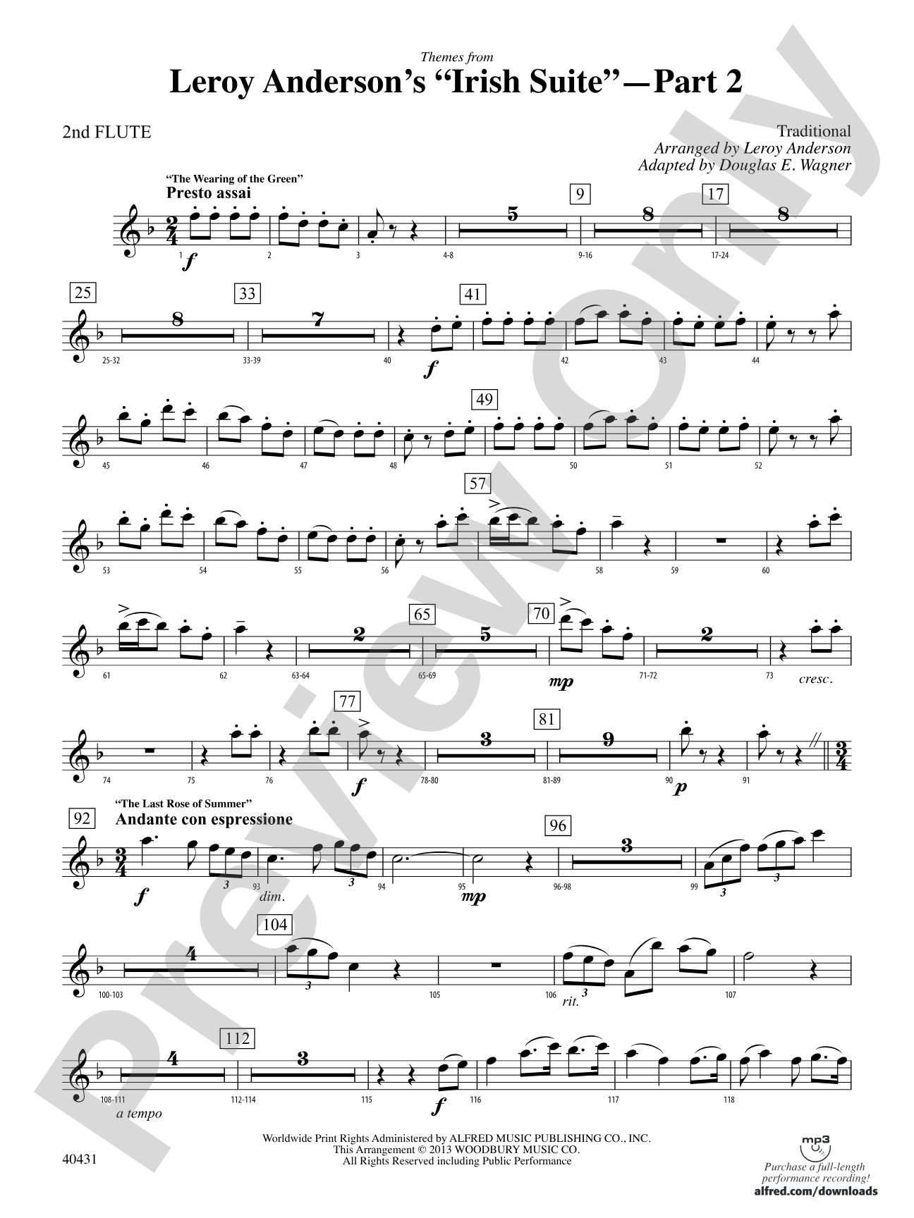 Leroy Anderson's Irish Suite, Part 2 (Themes from): 2nd Flute