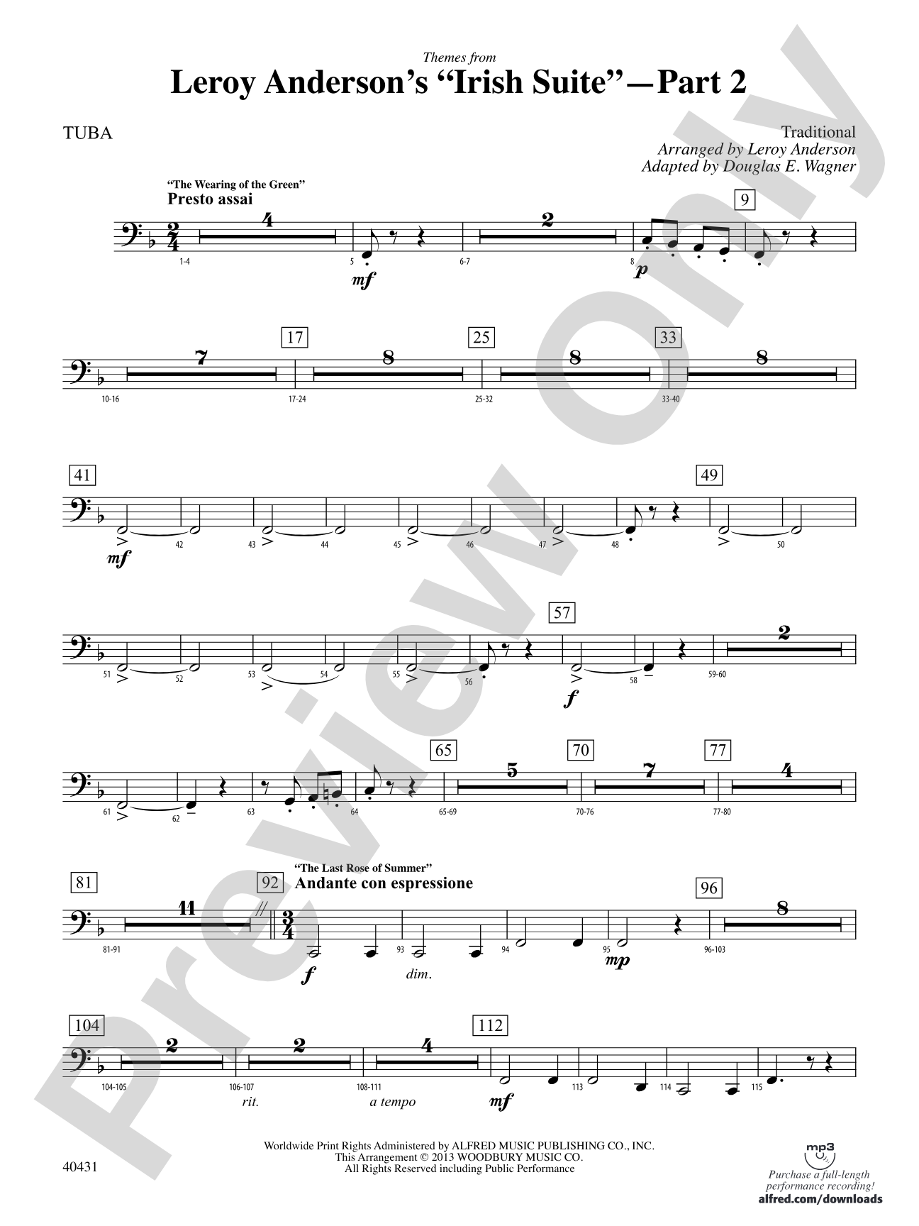 Leroy Anderson's Irish Suite, Part 2 (Themes from): Tuba