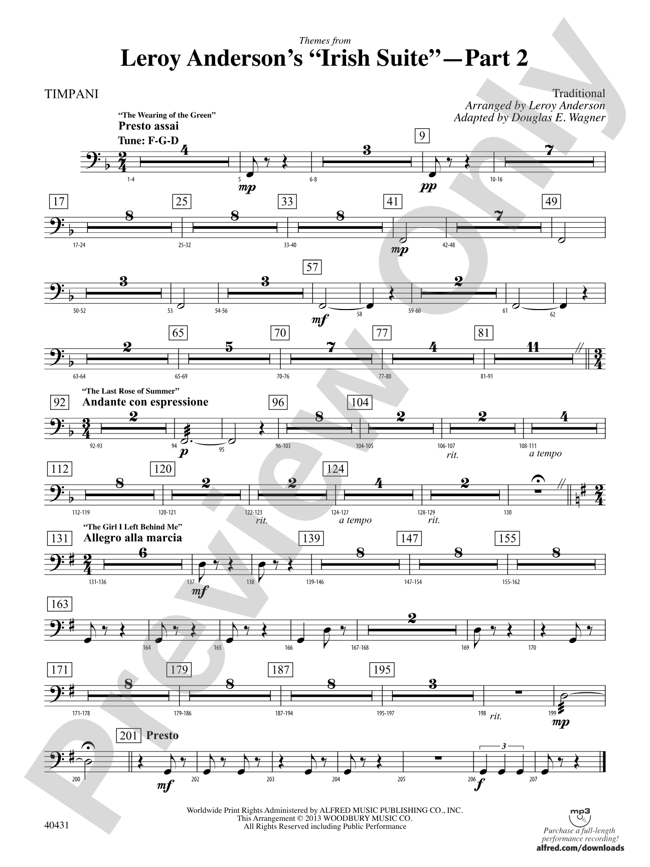 Leroy Anderson's Irish Suite, Part 2 (Themes from): Timpani