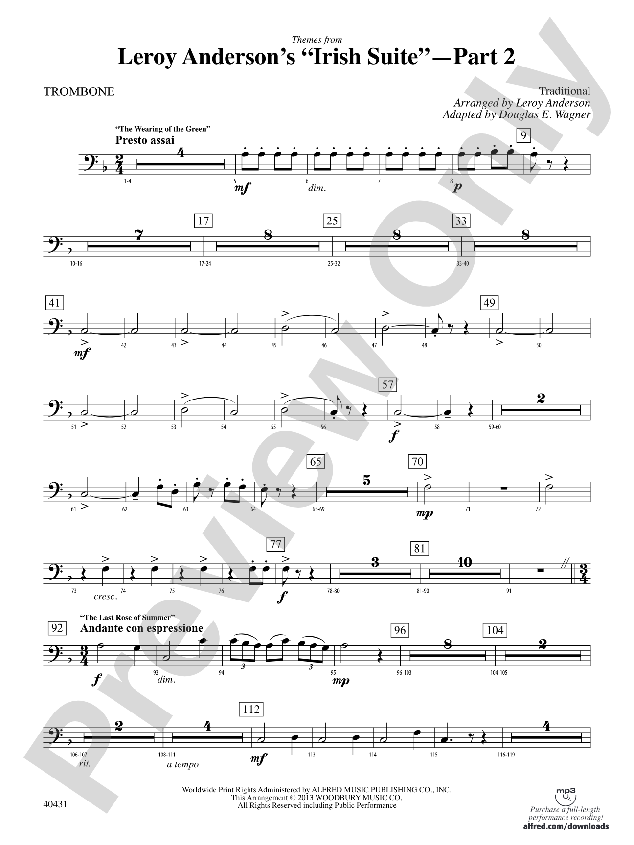 Leroy Anderson's Irish Suite, Part 2 (Themes from): 1st Trombone