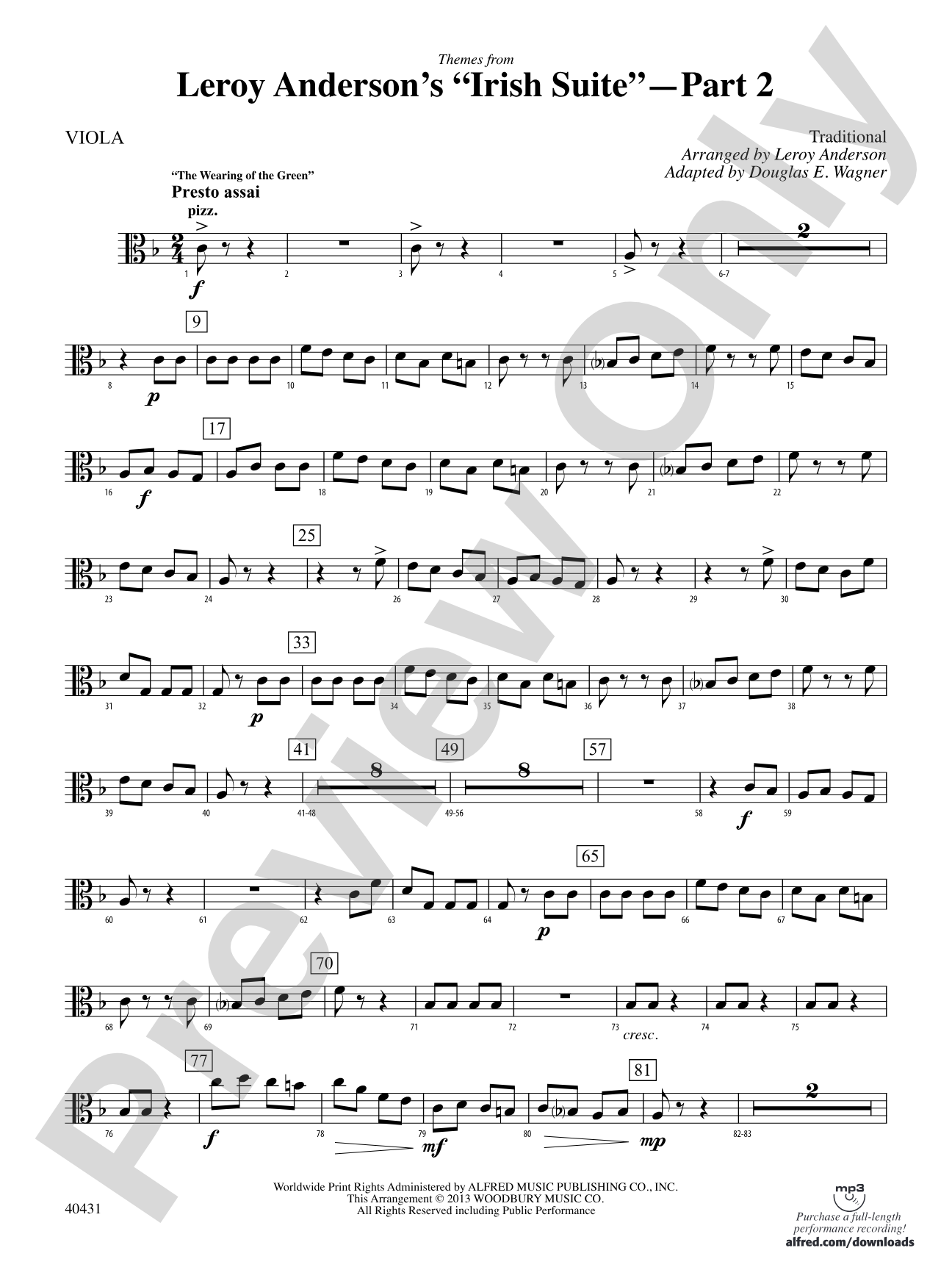 Leroy Anderson's Irish Suite, Part 2 (Themes from): Viola