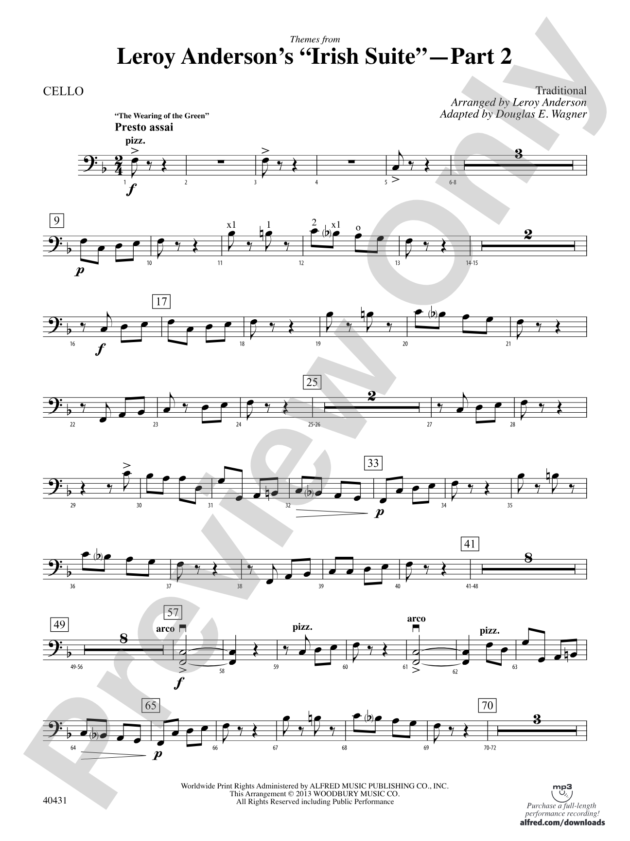 Leroy Anderson's Irish Suite, Part 2 (Themes from): Cello