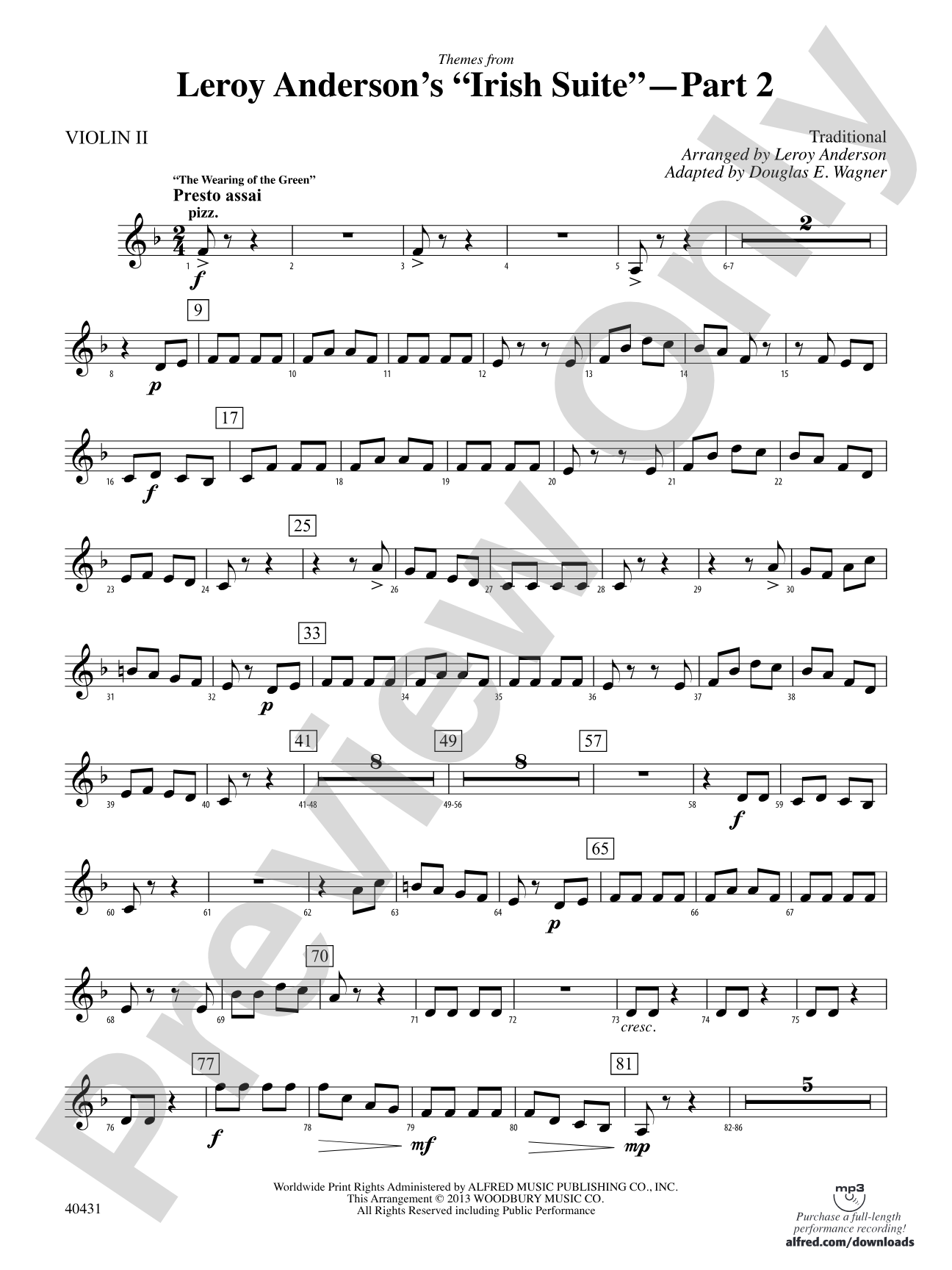 Leroy Anderson's Irish Suite, Part 2 (Themes from): 2nd Violin